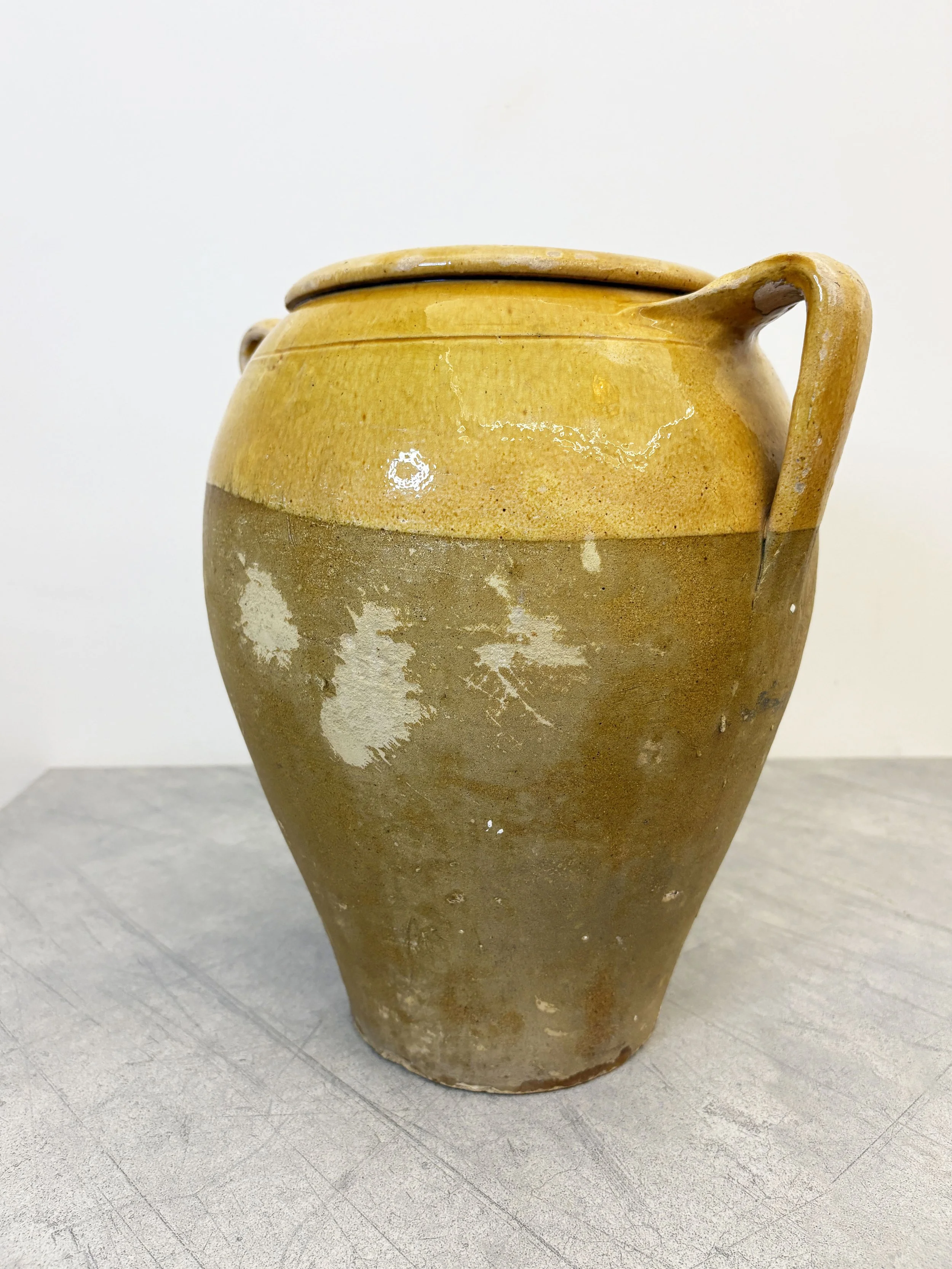 antique rustic ceramic confit pot Puglia