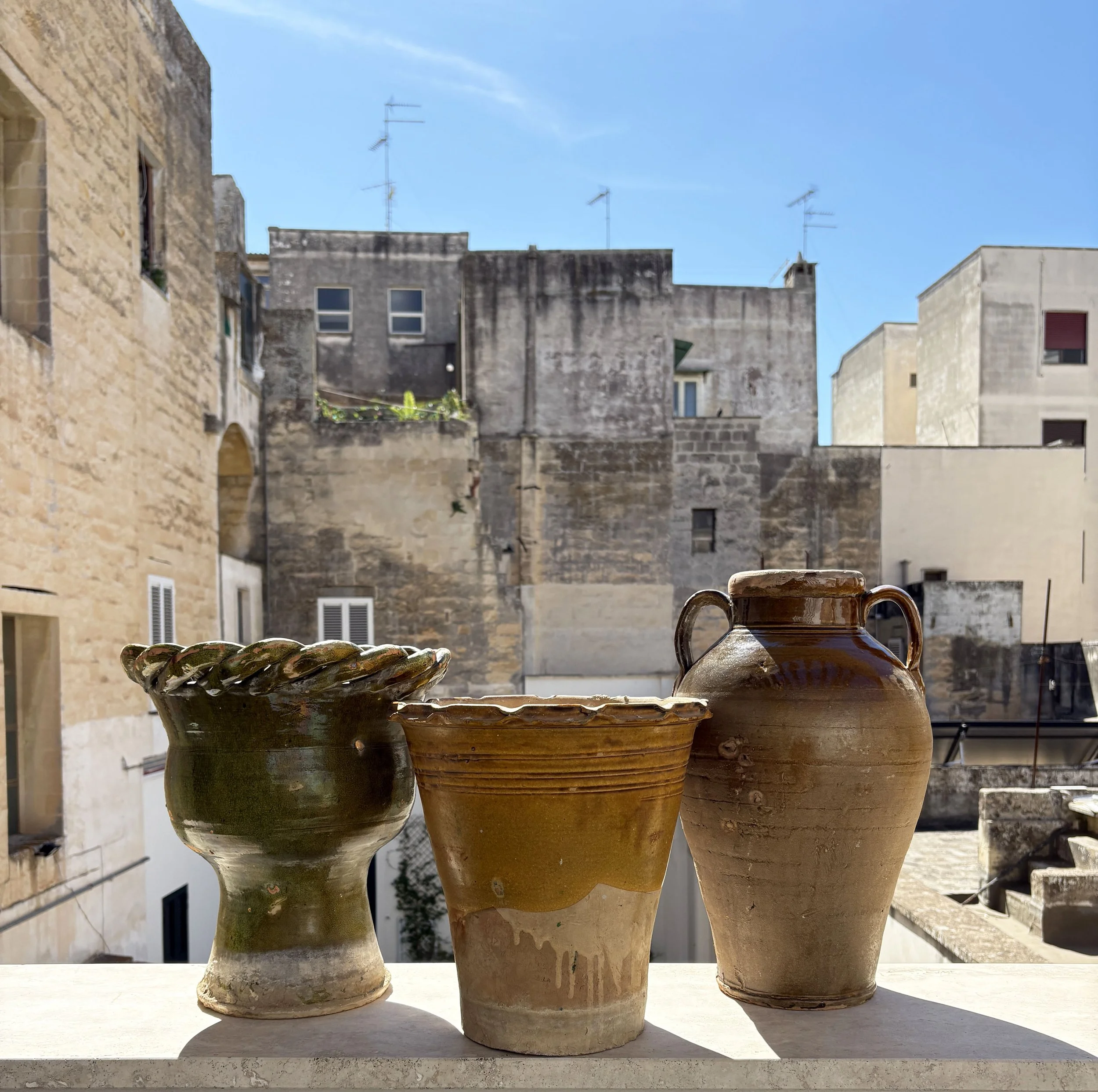 3 antique rustic ceramics from Puglia