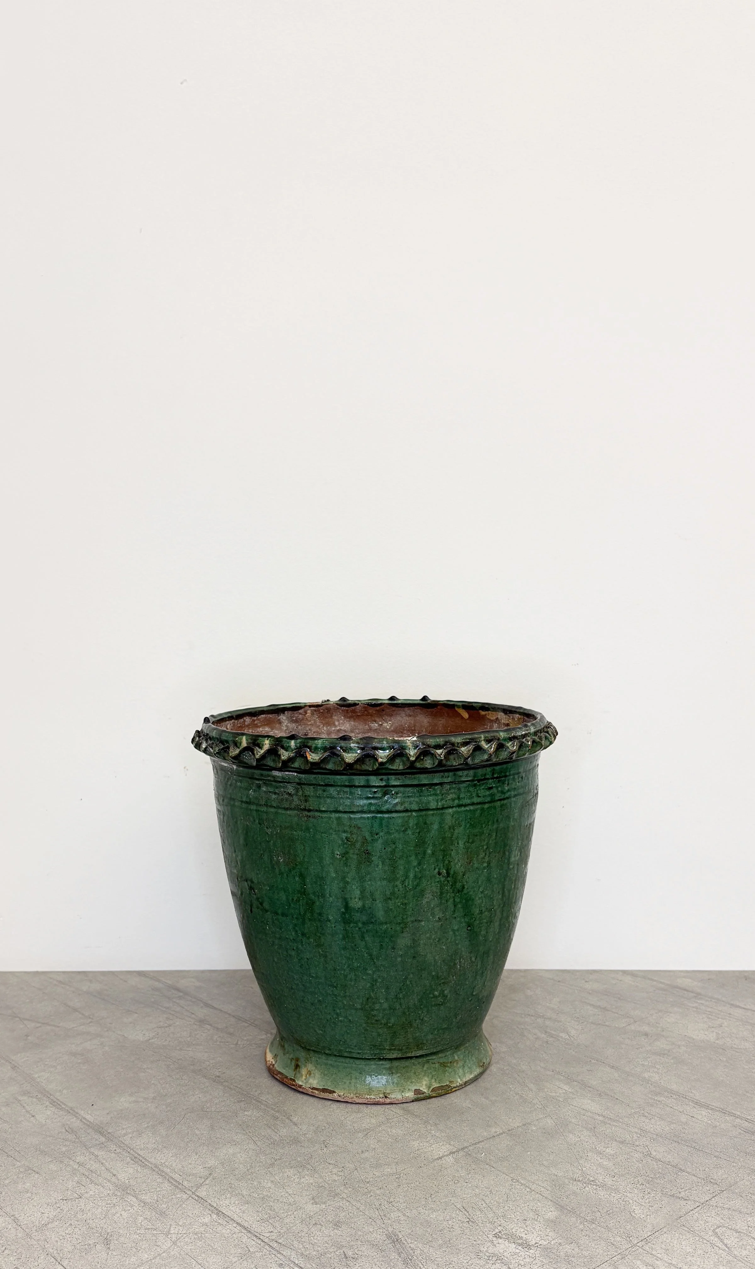 vintage green glazed plant pot