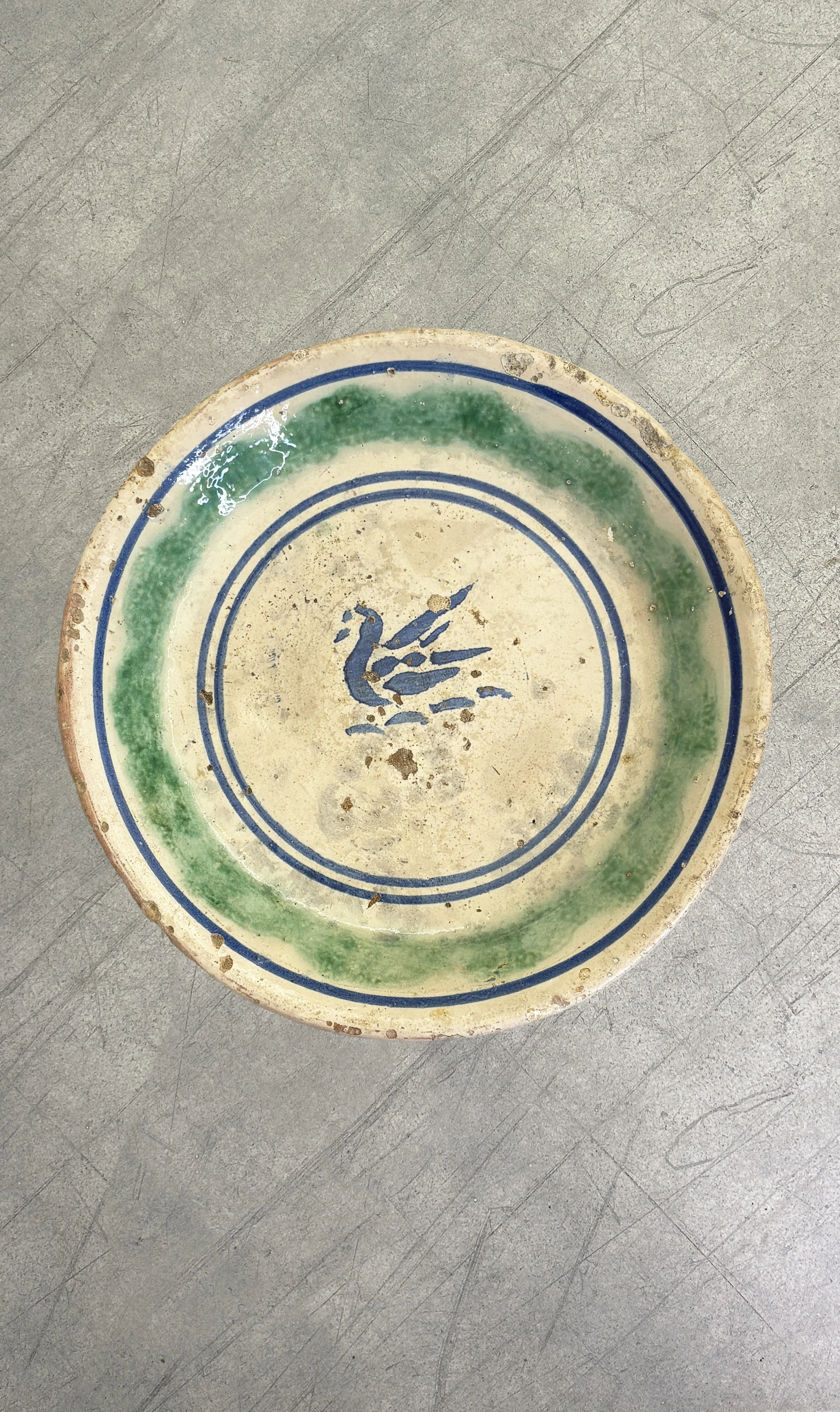 rustic Italian plate with hand painted swan