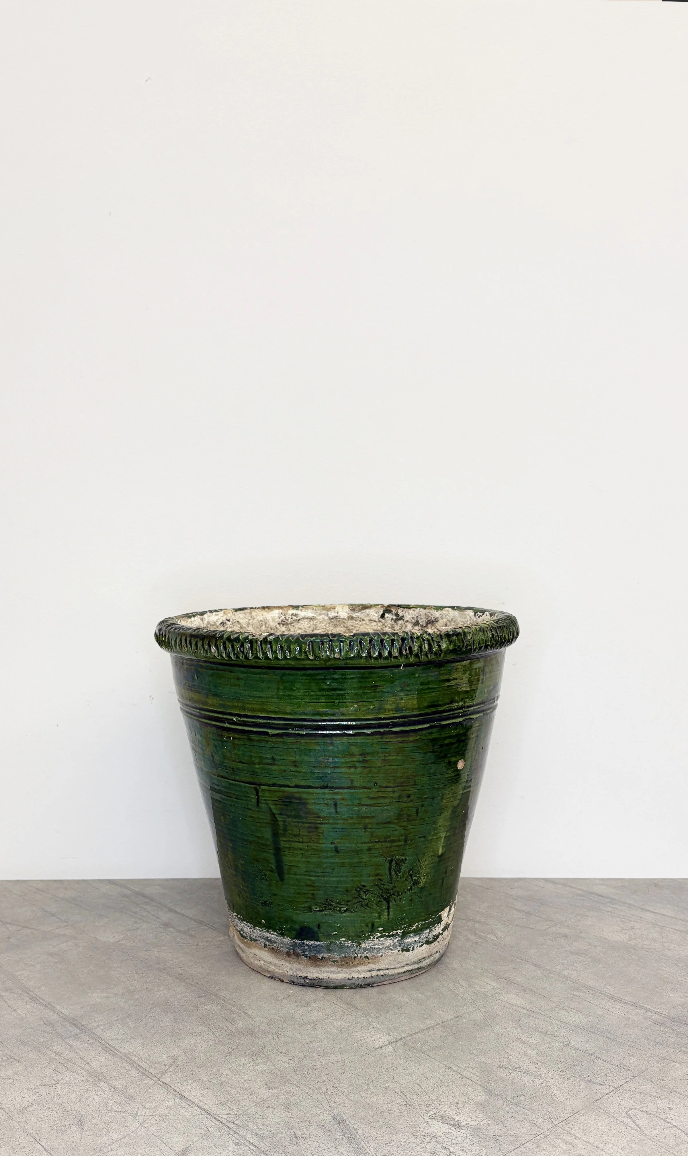 large vintage green glazed ceramic plant pot