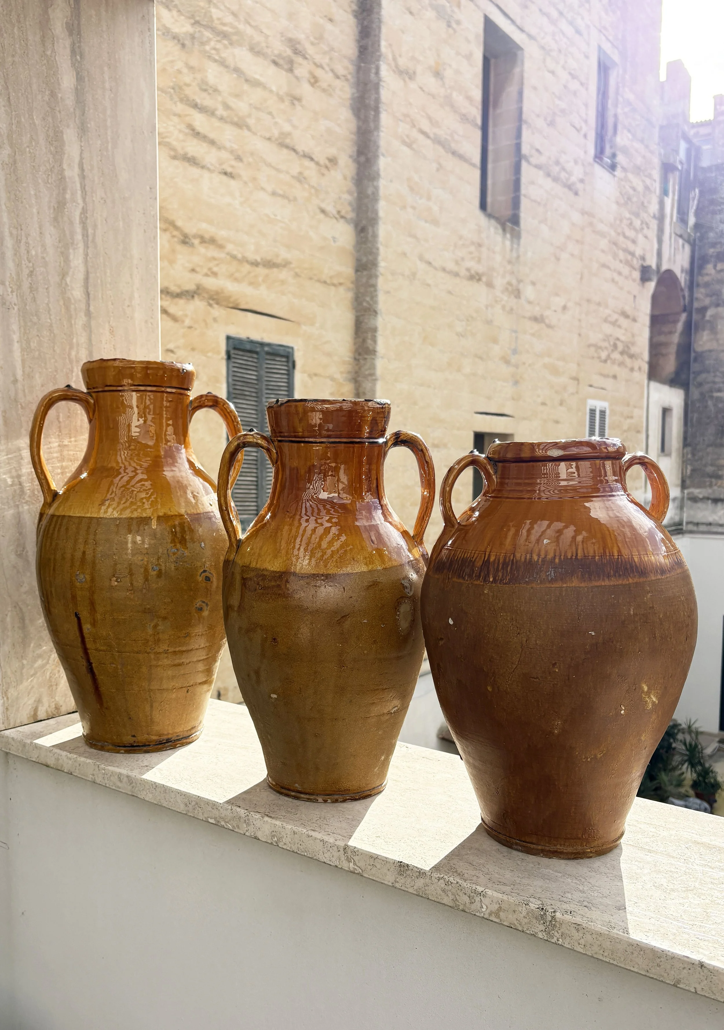 3 antique farmhouse pots Puglia