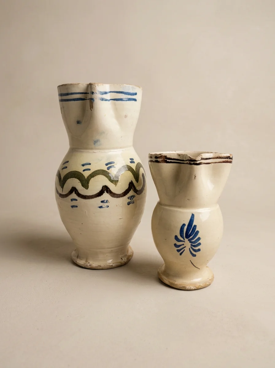 two hand painted Puglia farmhouse jugs