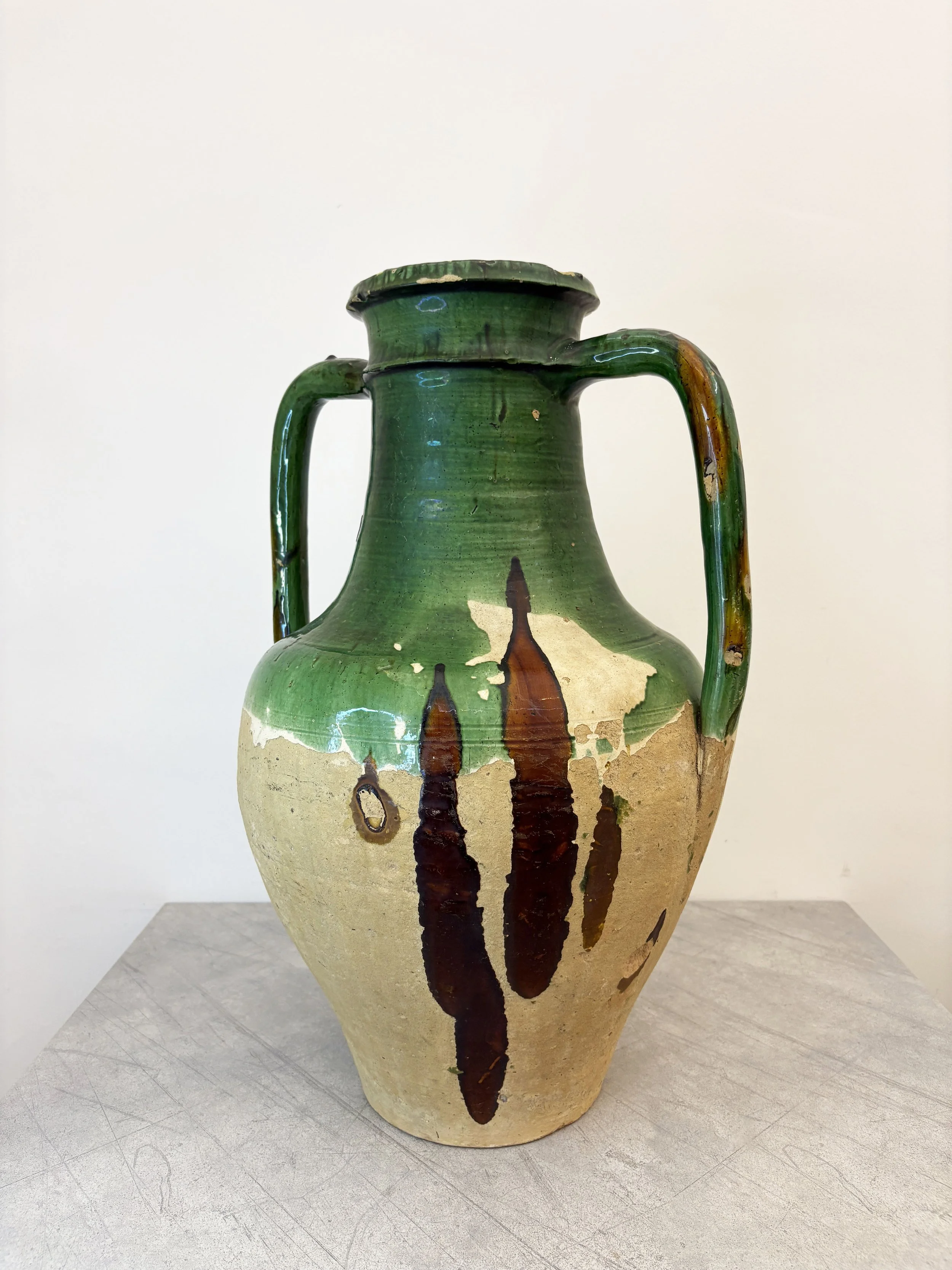 antique Pugliese amphora with drip glaze