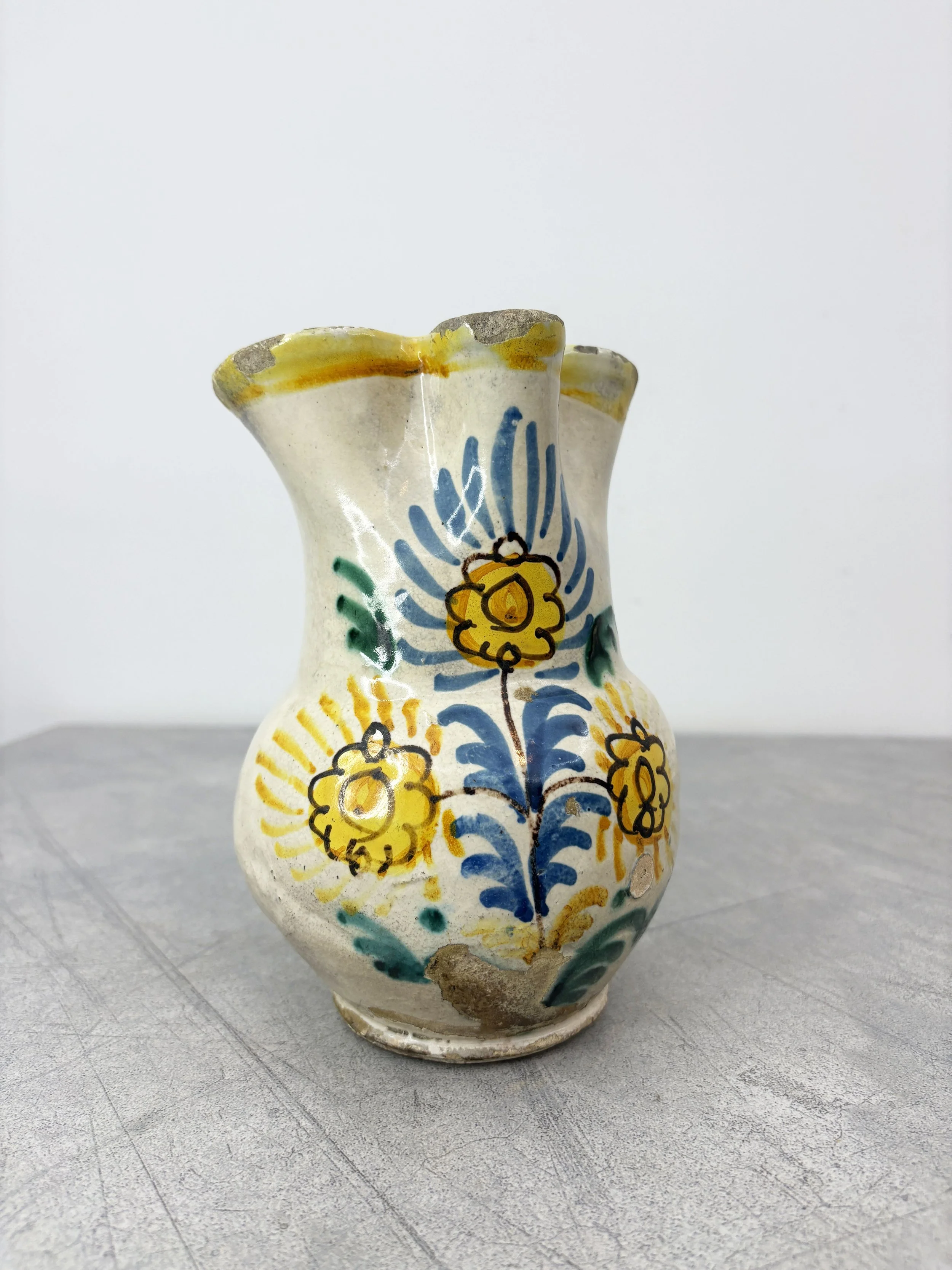 antique hand painted floral jug