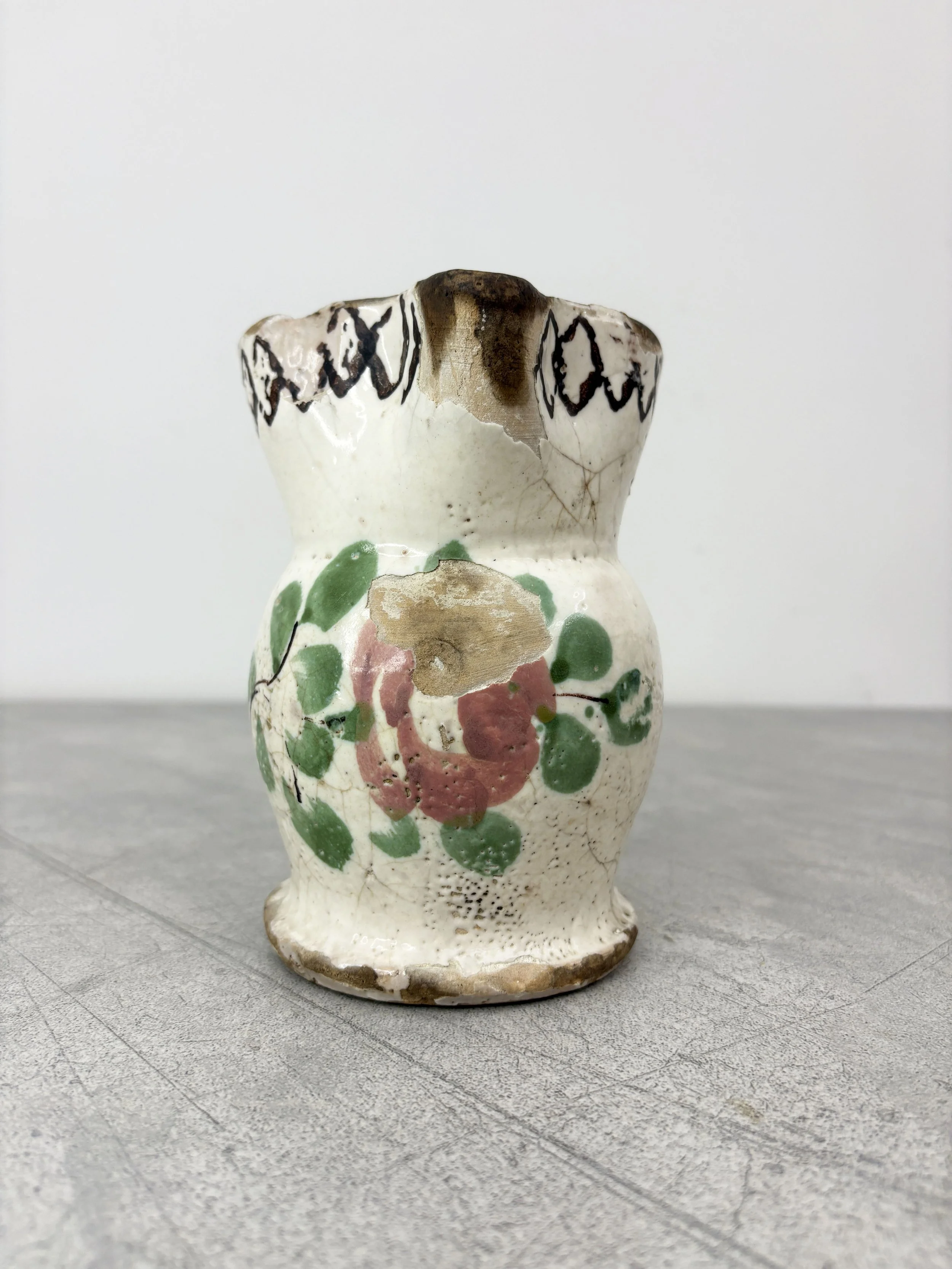 rustic hand painted ceramic jug