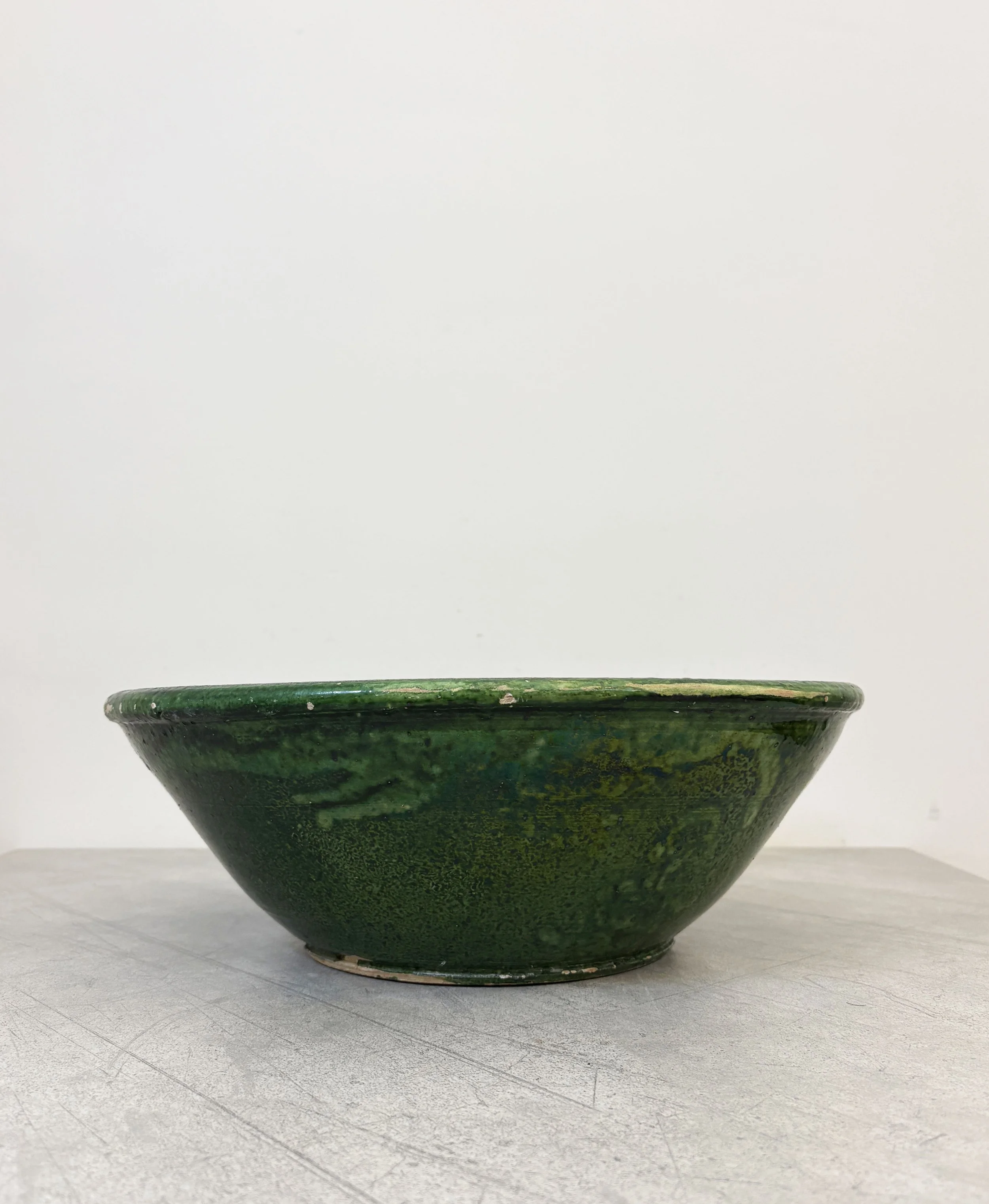 rustic green ceramic bowl