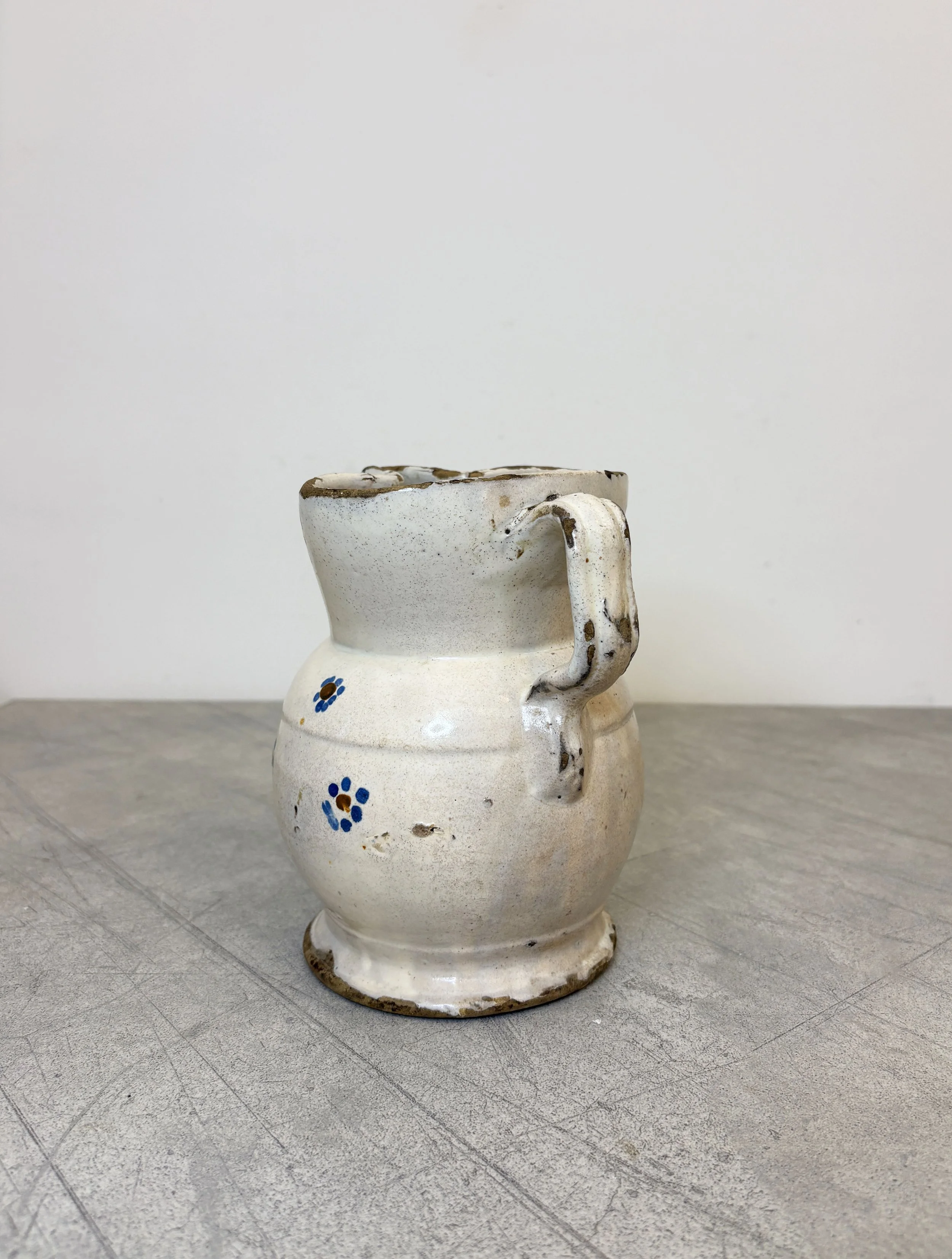 Italian white glazed ceramic jug
