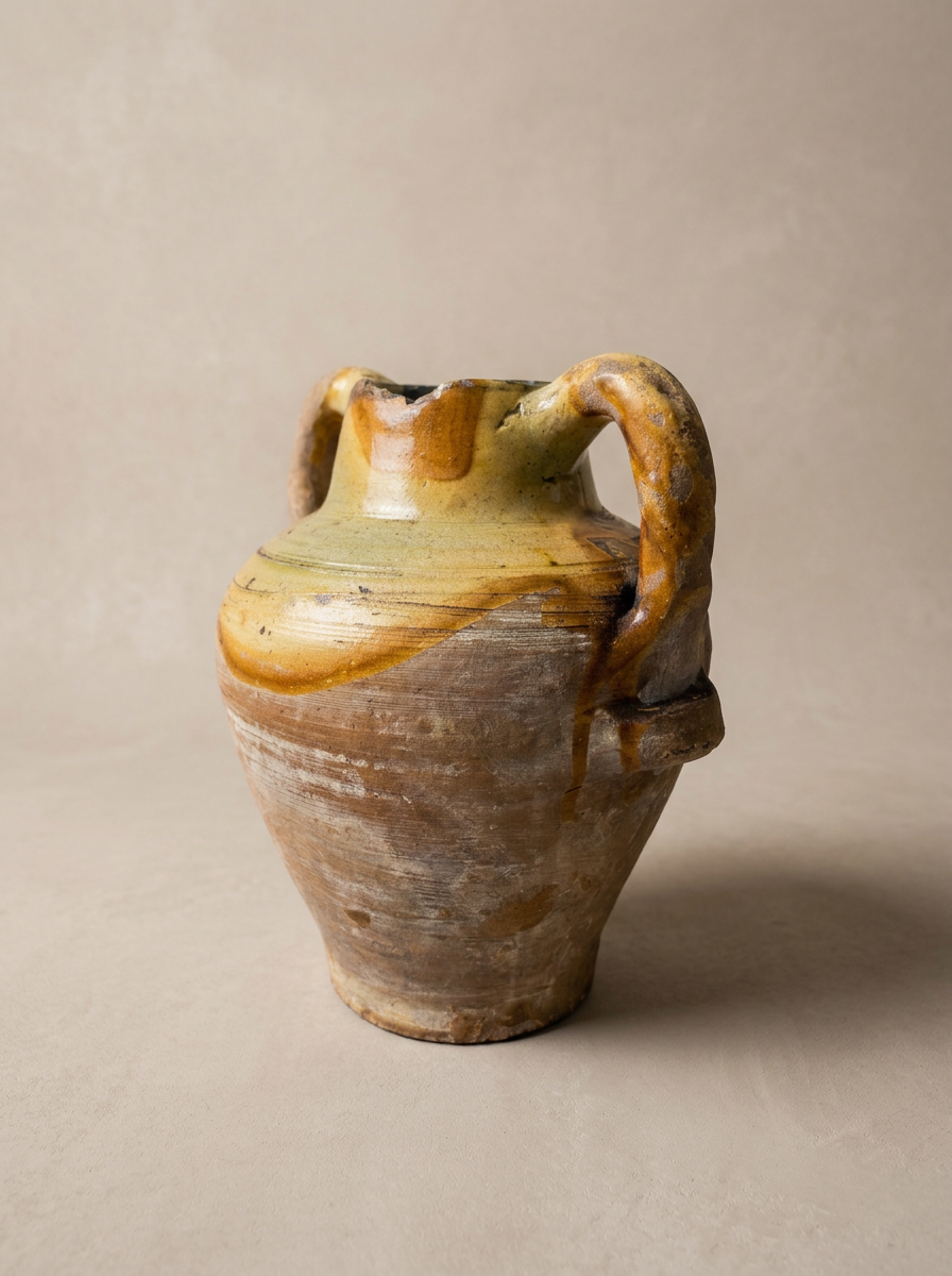 antique Italian ceramic pot with handles