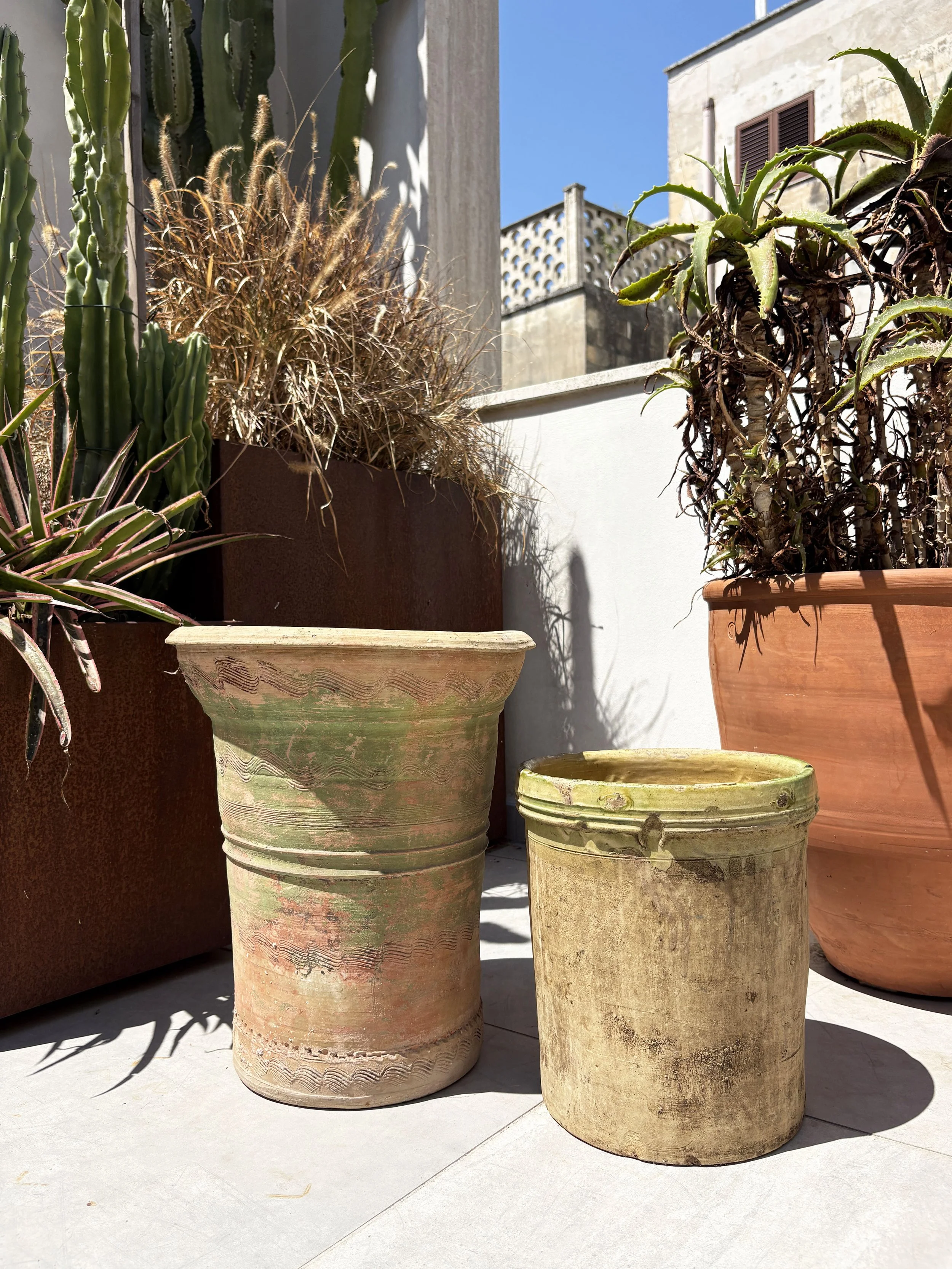 antique Italian rustic garden pottery