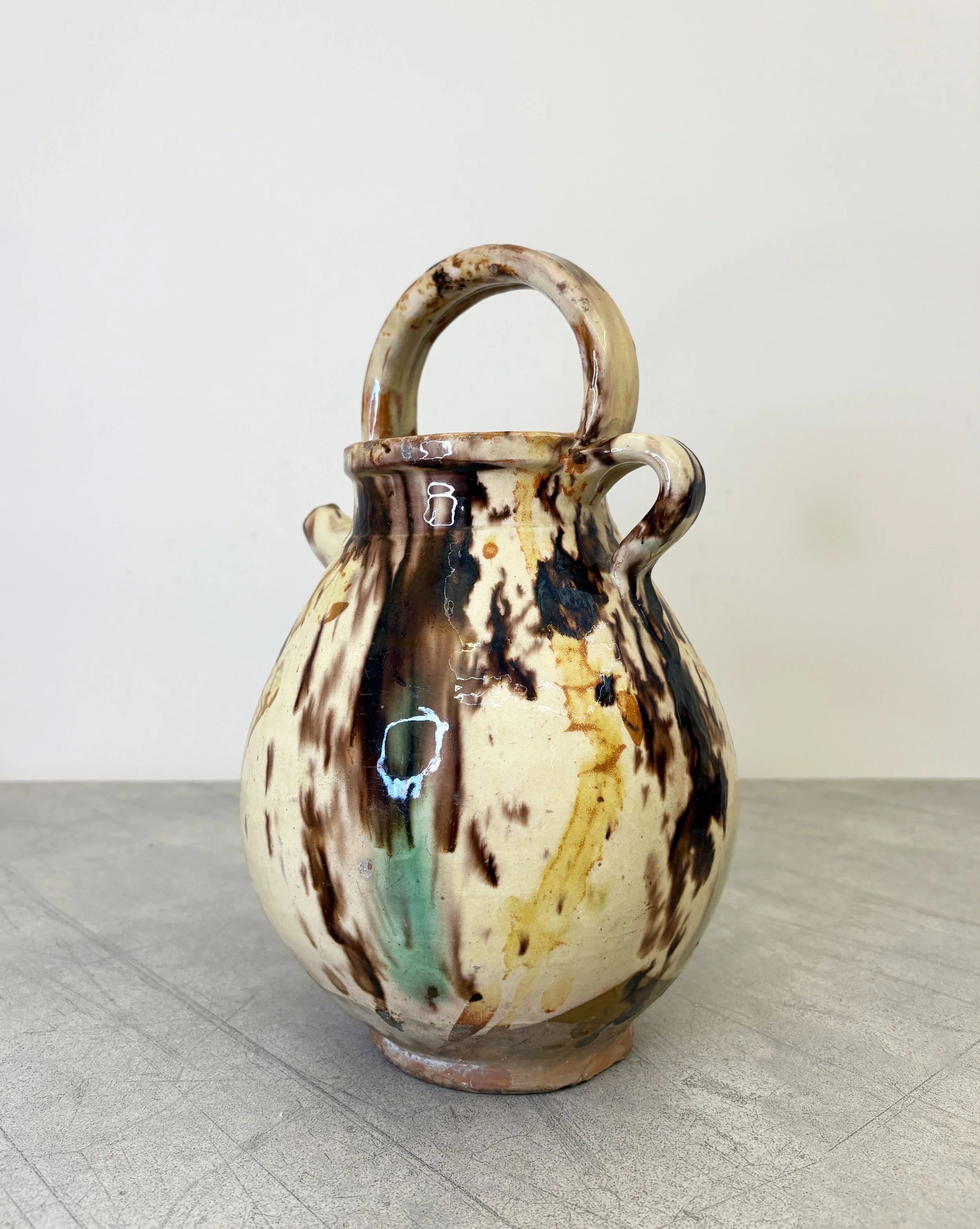 splatter glaze ceramic pitcher