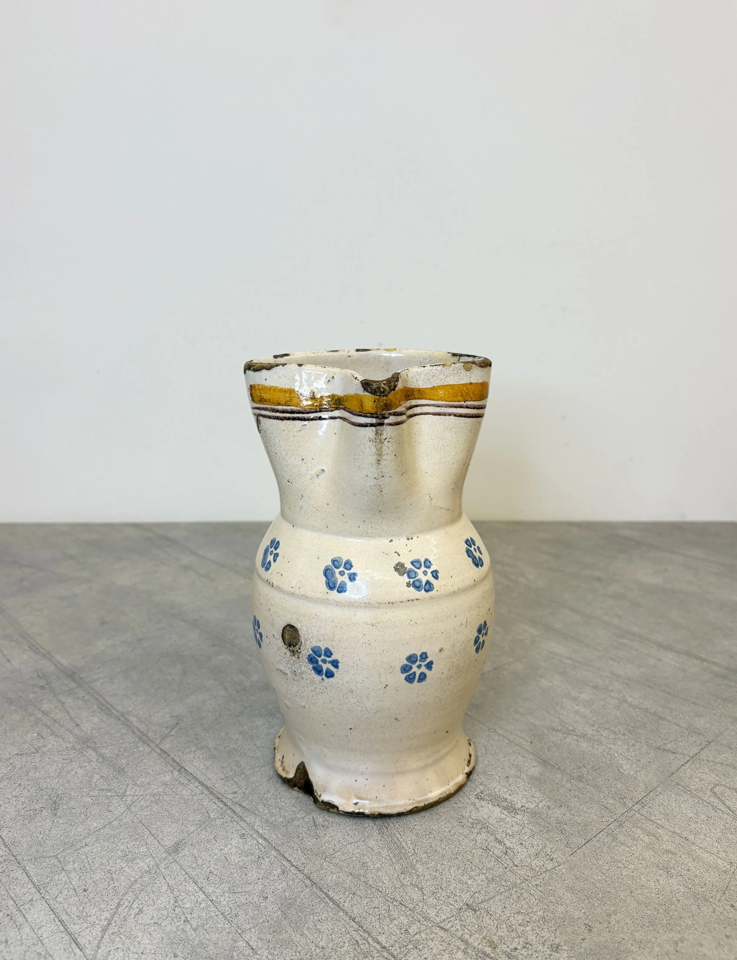 hand painted blue flower jug Puglia