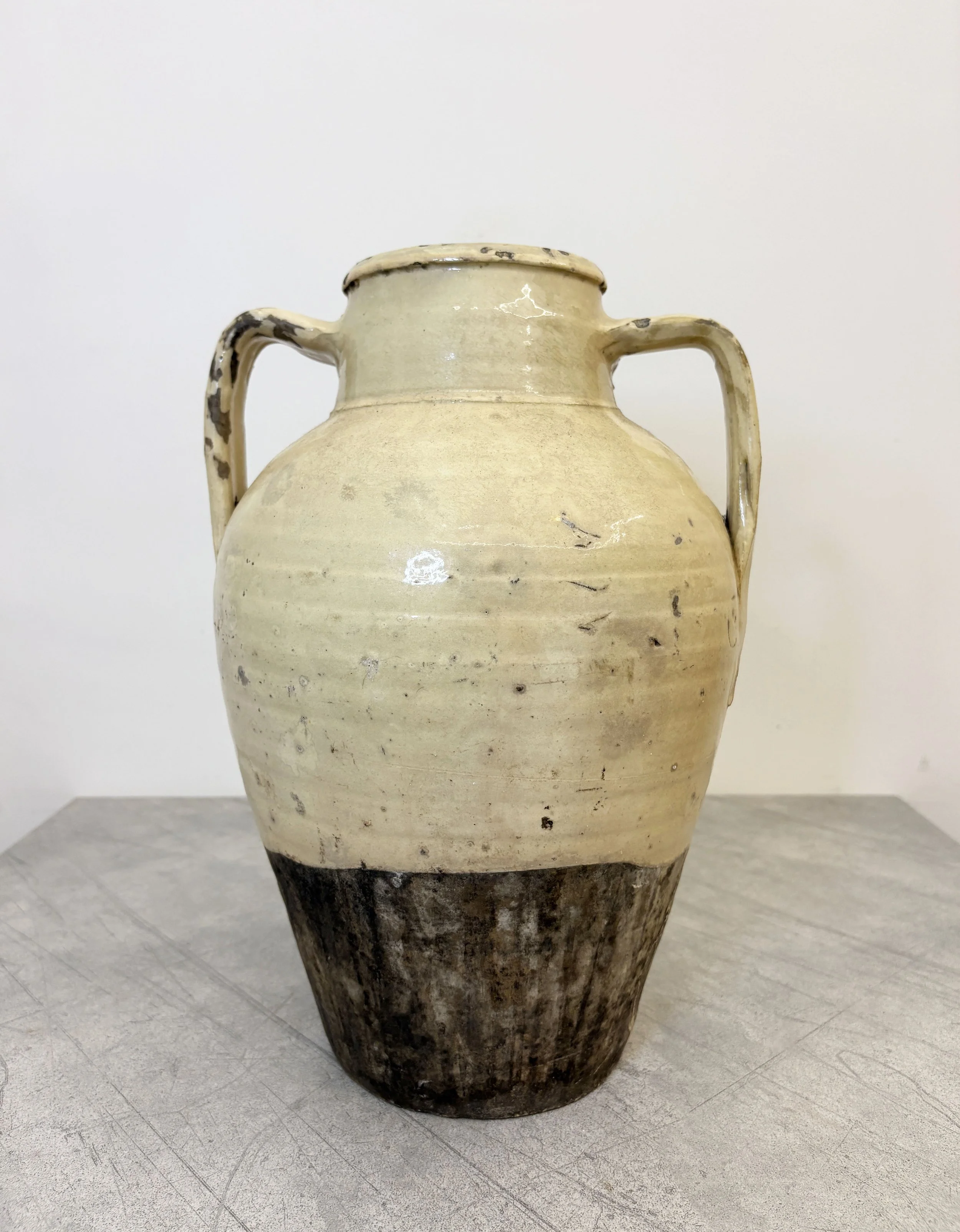antique Italian cream glazed ceramic vase