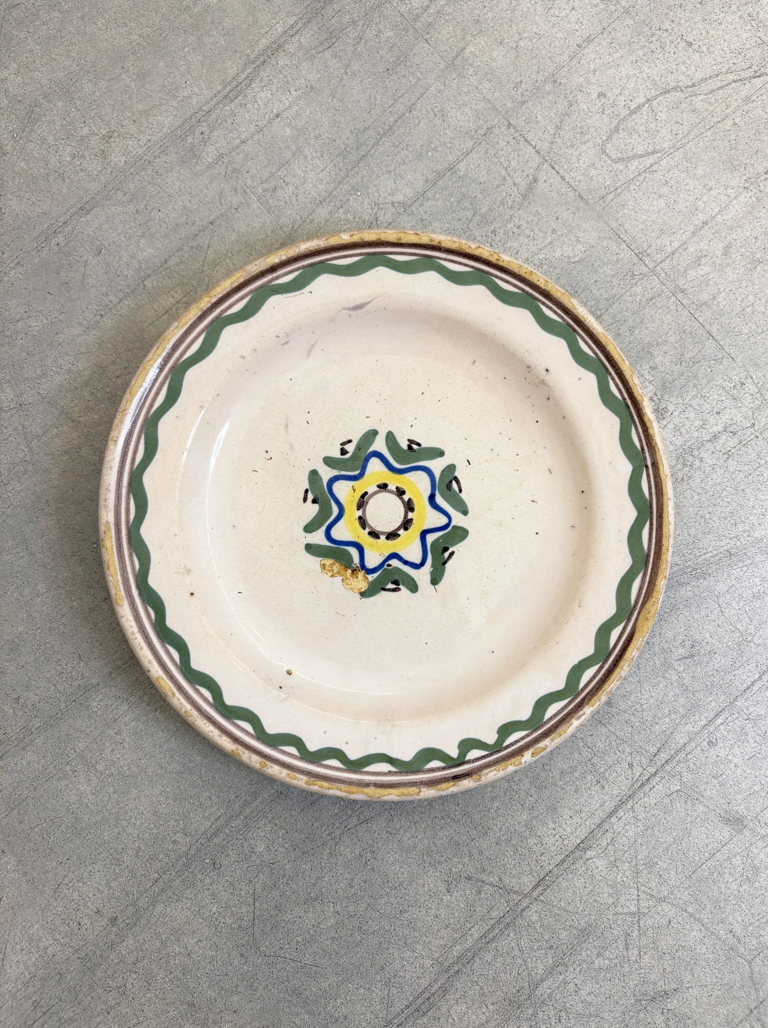 antique rustic hand painted star plate