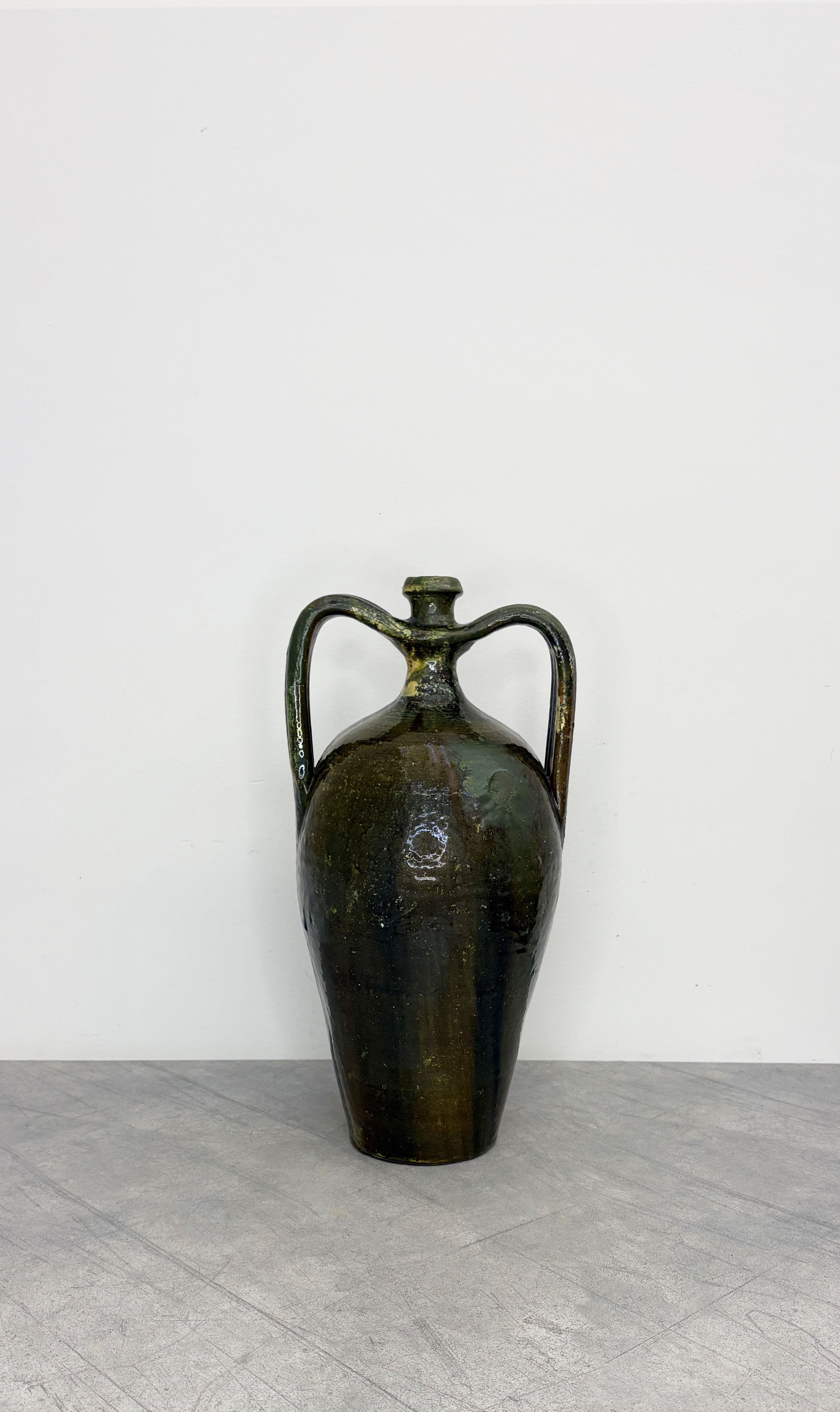 ANTIQUE GREEN GLAZED CERAMIC AMPHORA CALABRIA