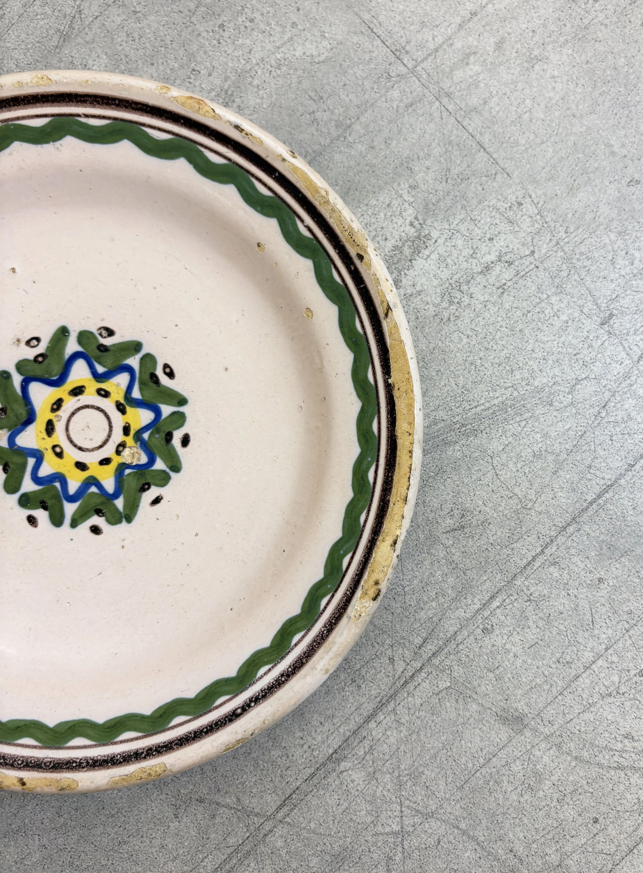 antique hand painted floral plate Puglia