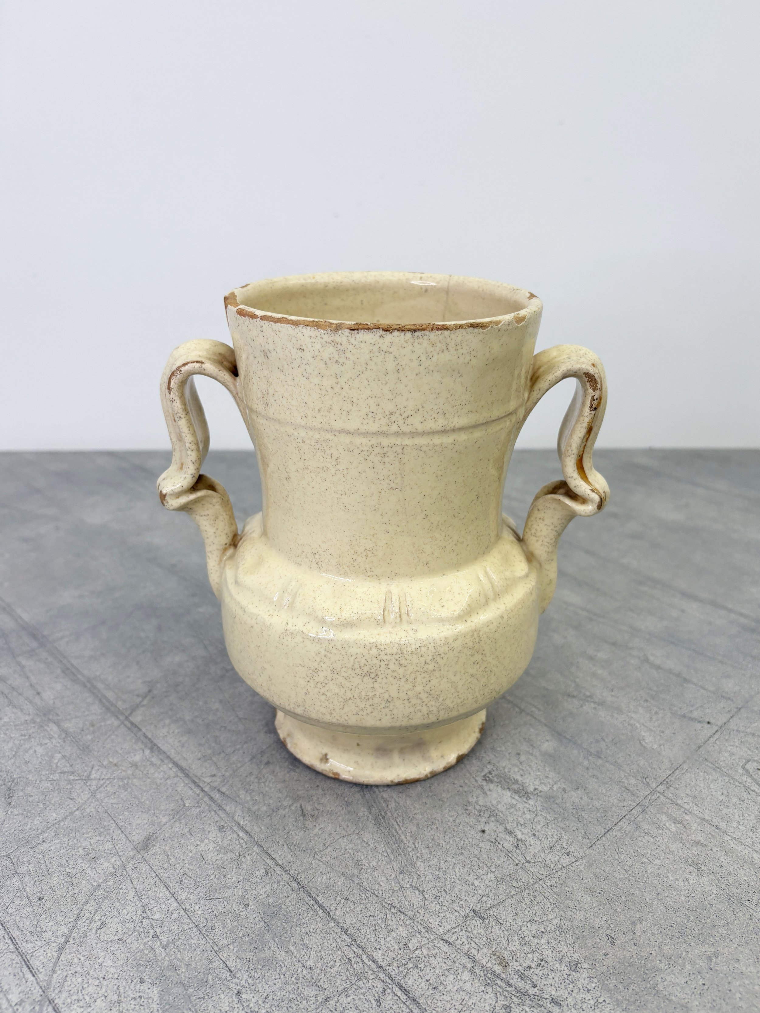 vintage Italian cream glazed vase