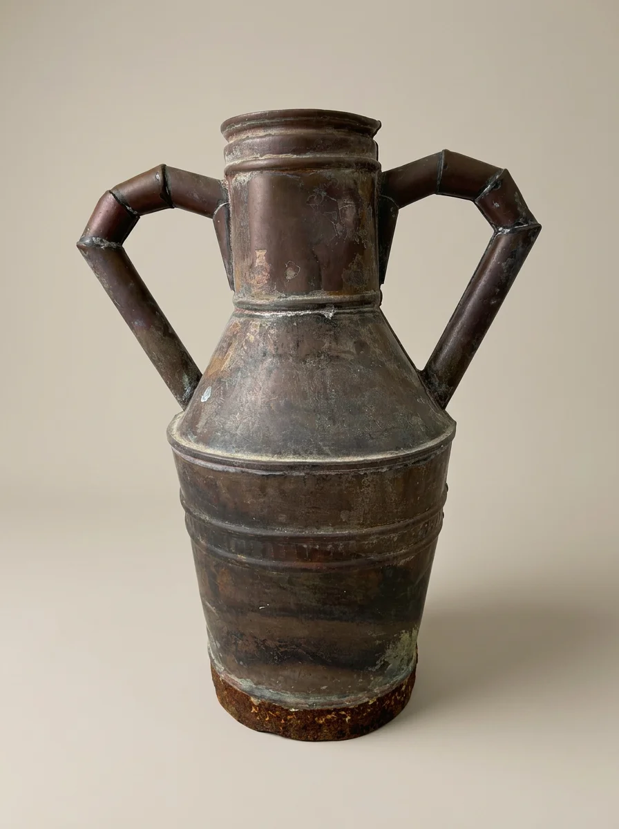 large Italian mid-century garden urn in copper