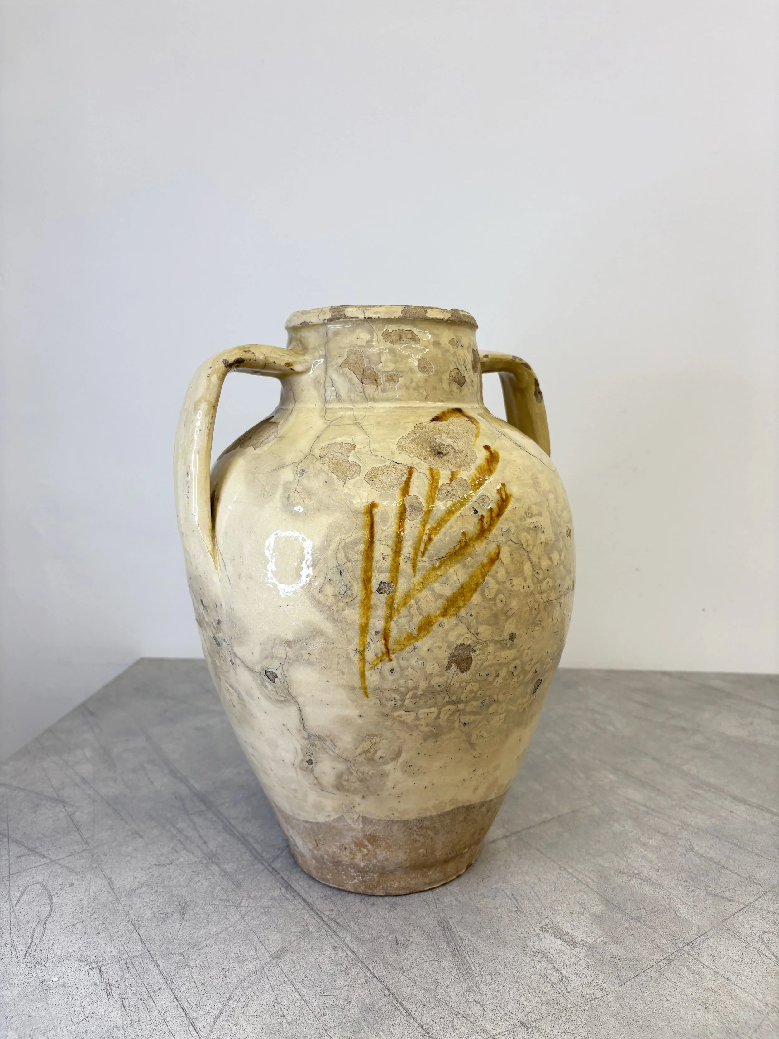 large antique rustic confit pot