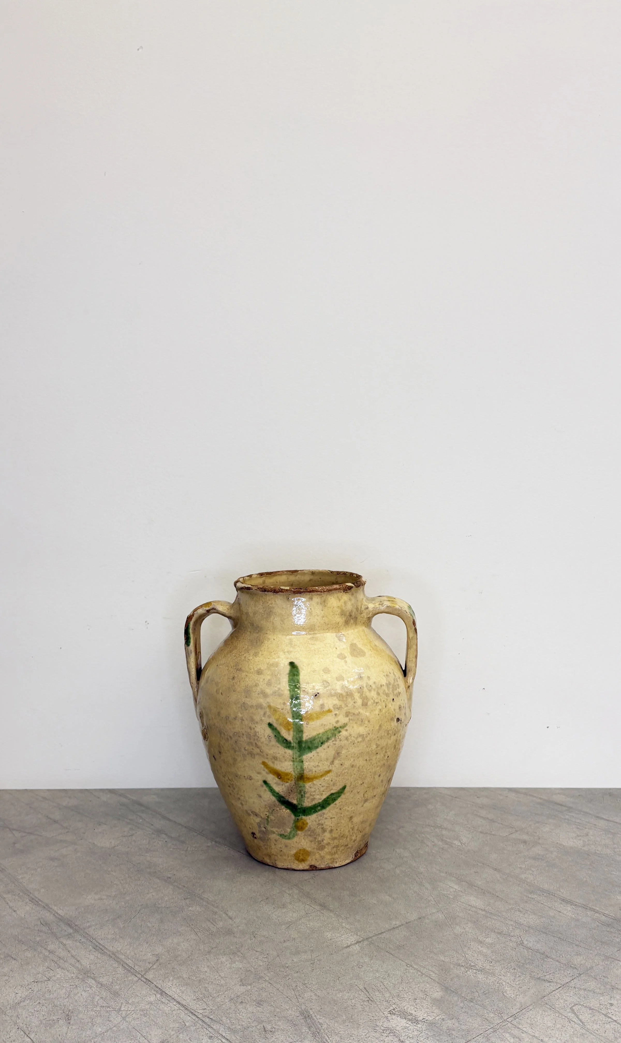 ANTIQUE HAND PAINTED TREE OF LIFE POT CALABRIA