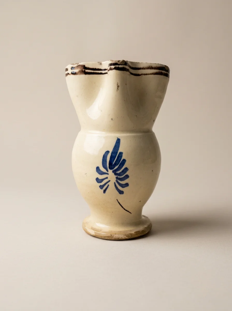 small Italian hand painted jug with abstract blue flower