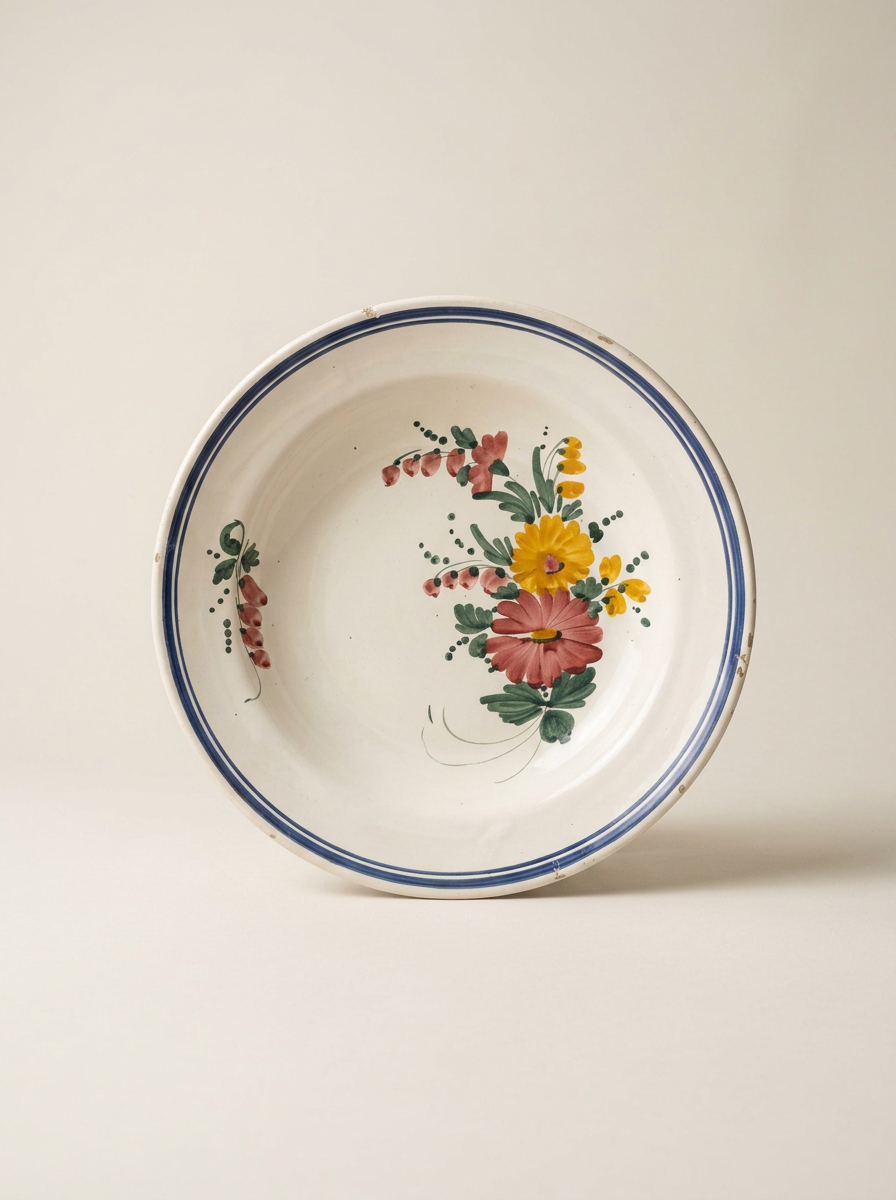 antique hand painted floral plate