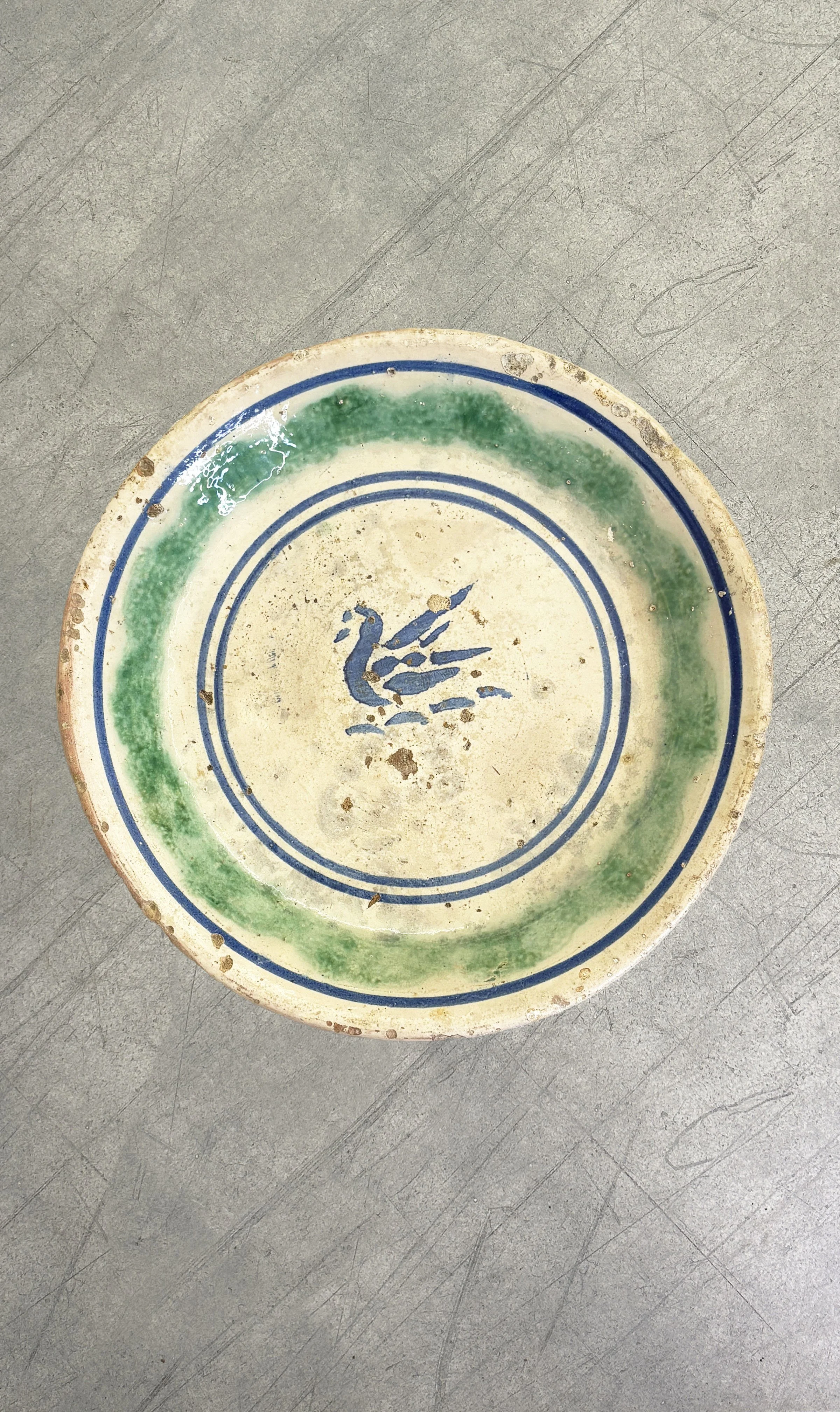 rustic Italian plate with hand painted swan