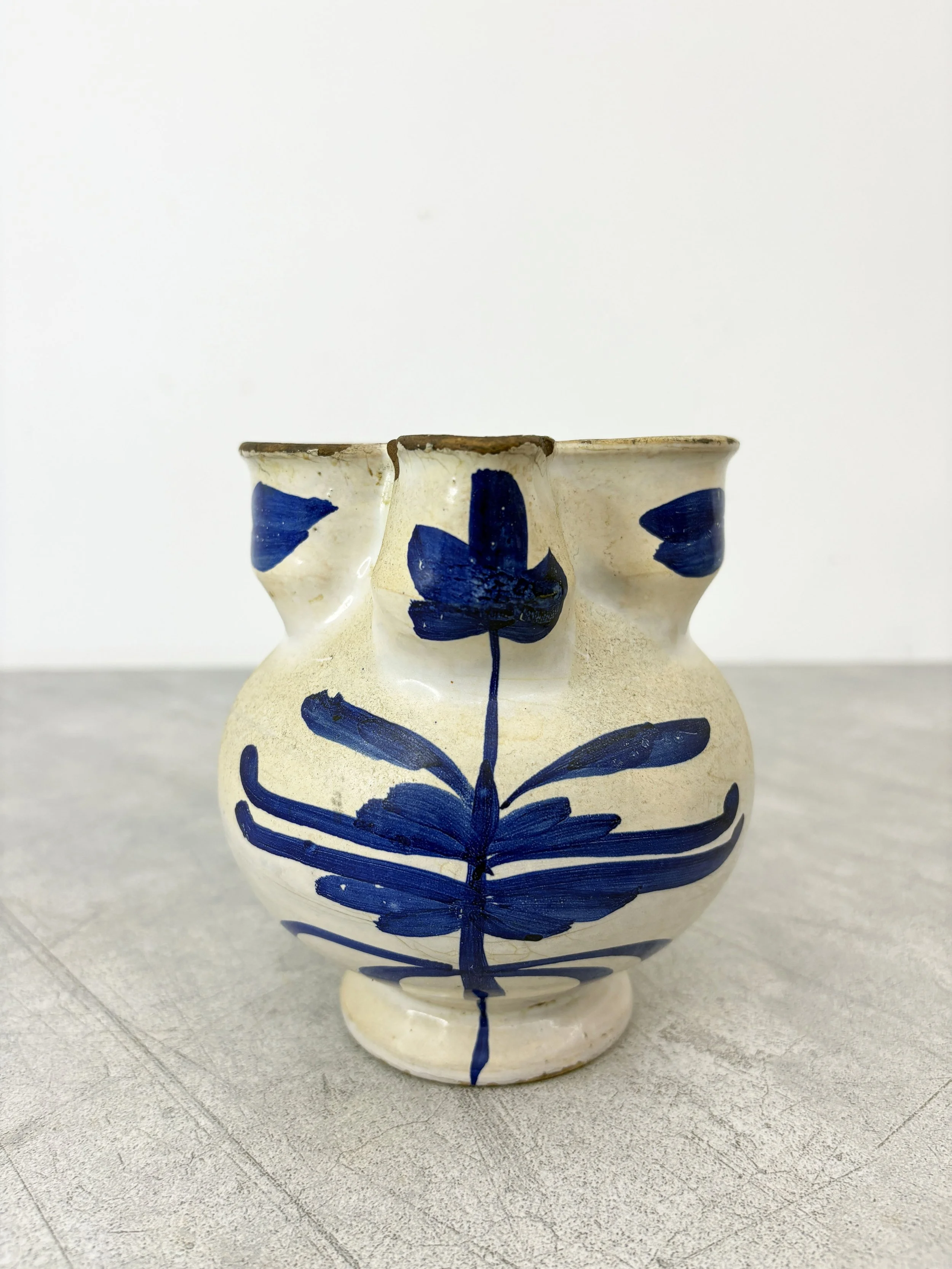 hand painted bird motif antique jug Puglia