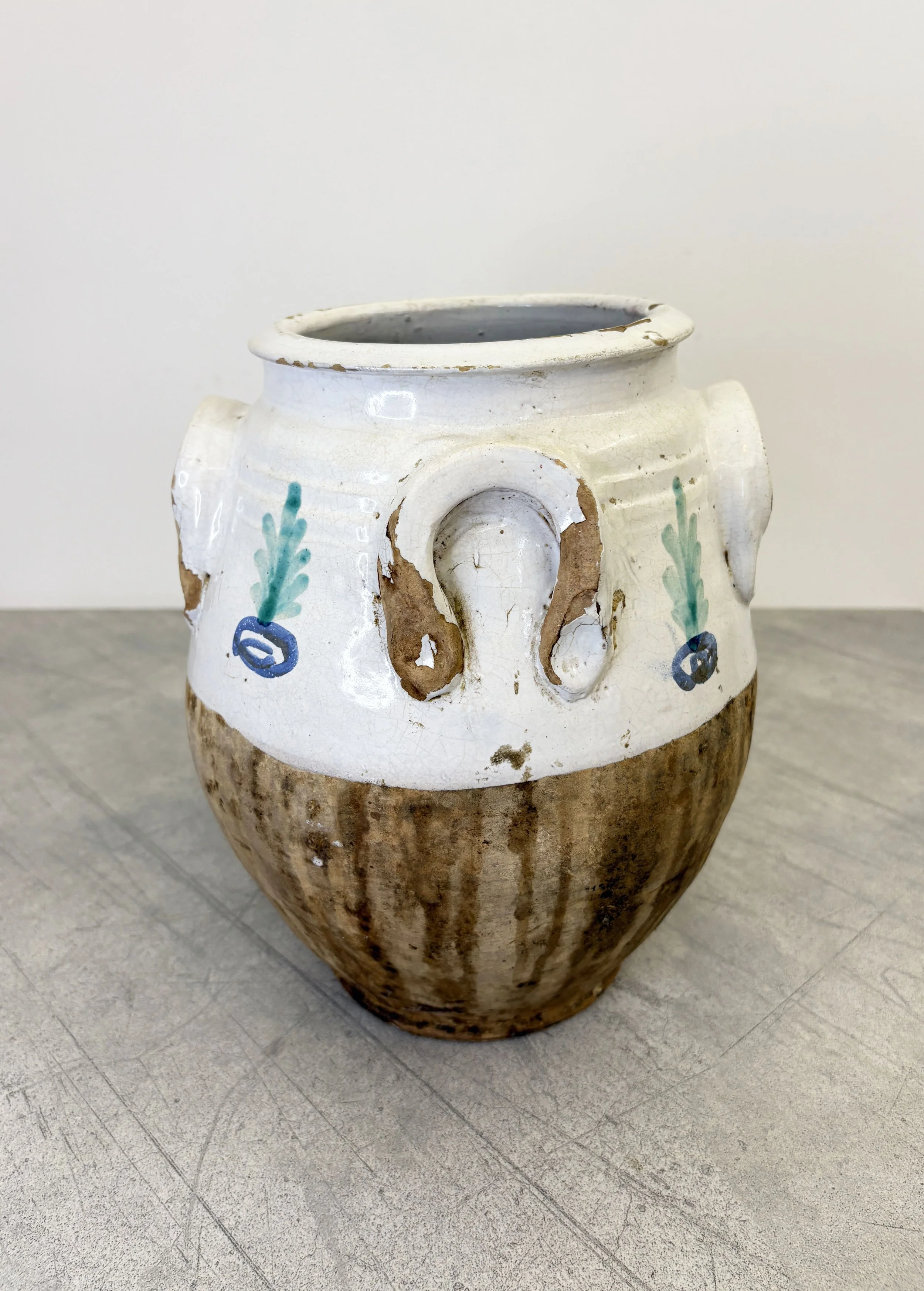 antique Pugliese confit pot with 4 handles