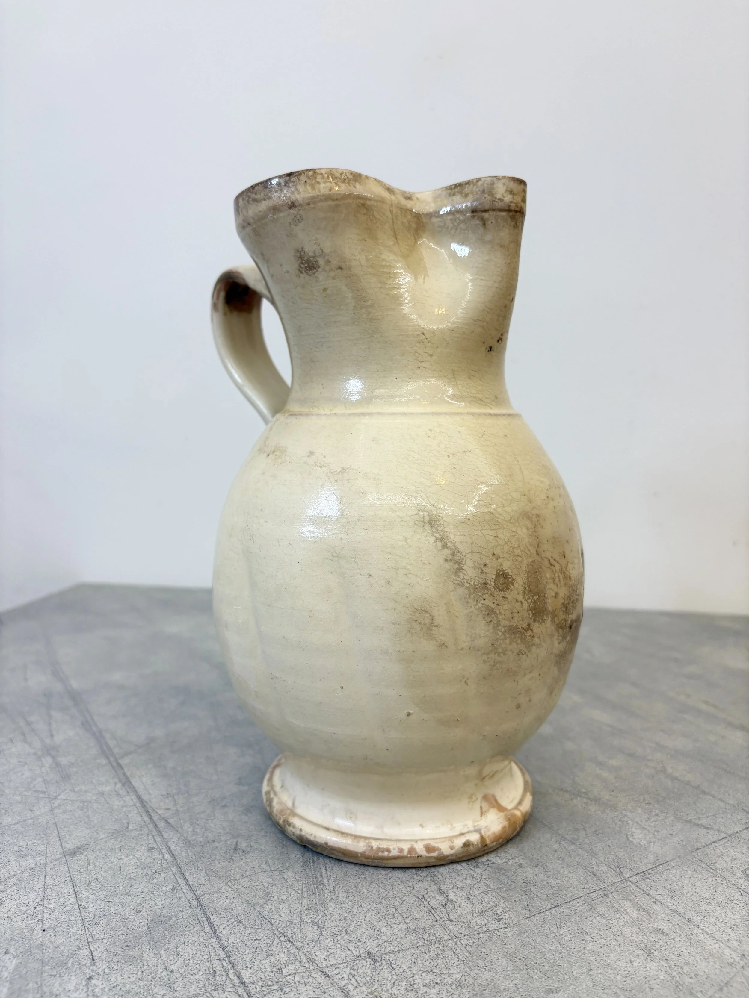 cream glazed ceramic pitcher Puglia