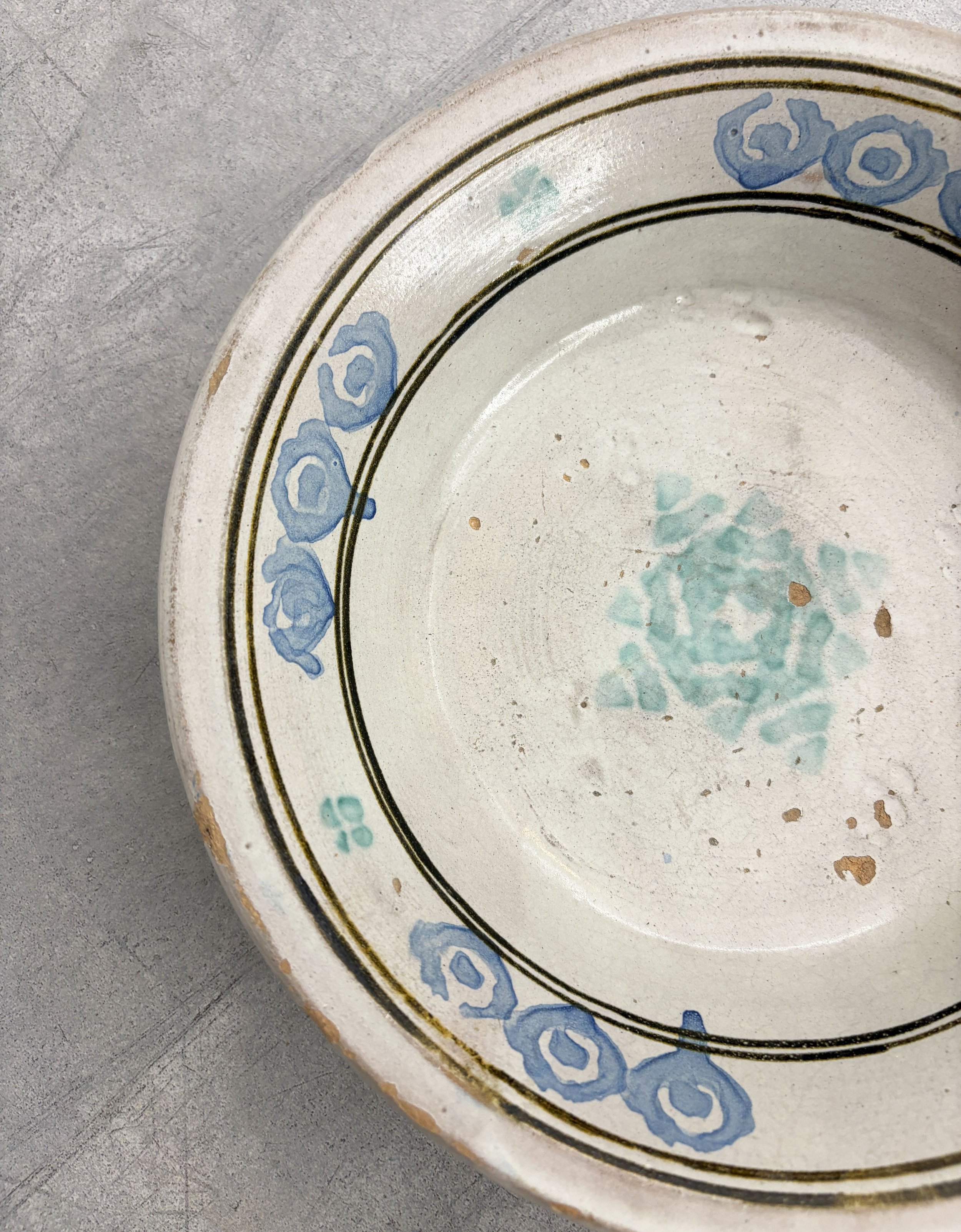 antique rustic hand painted bowl Puglia