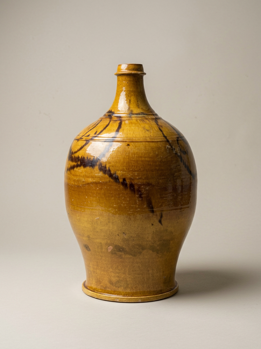 Large Antique Drip Glaze Bottiglia
