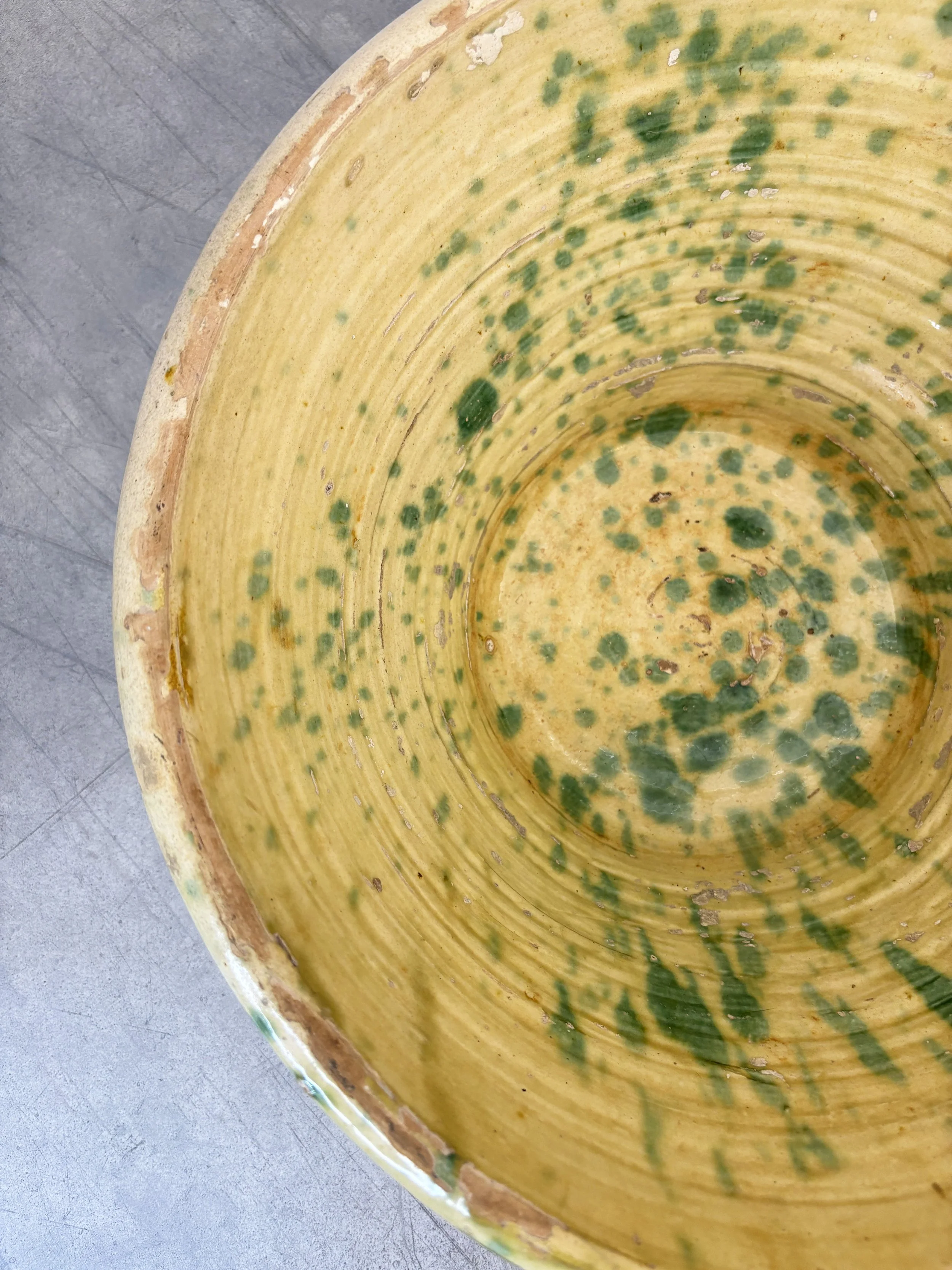 Italian antique green splatter glaze ceramics