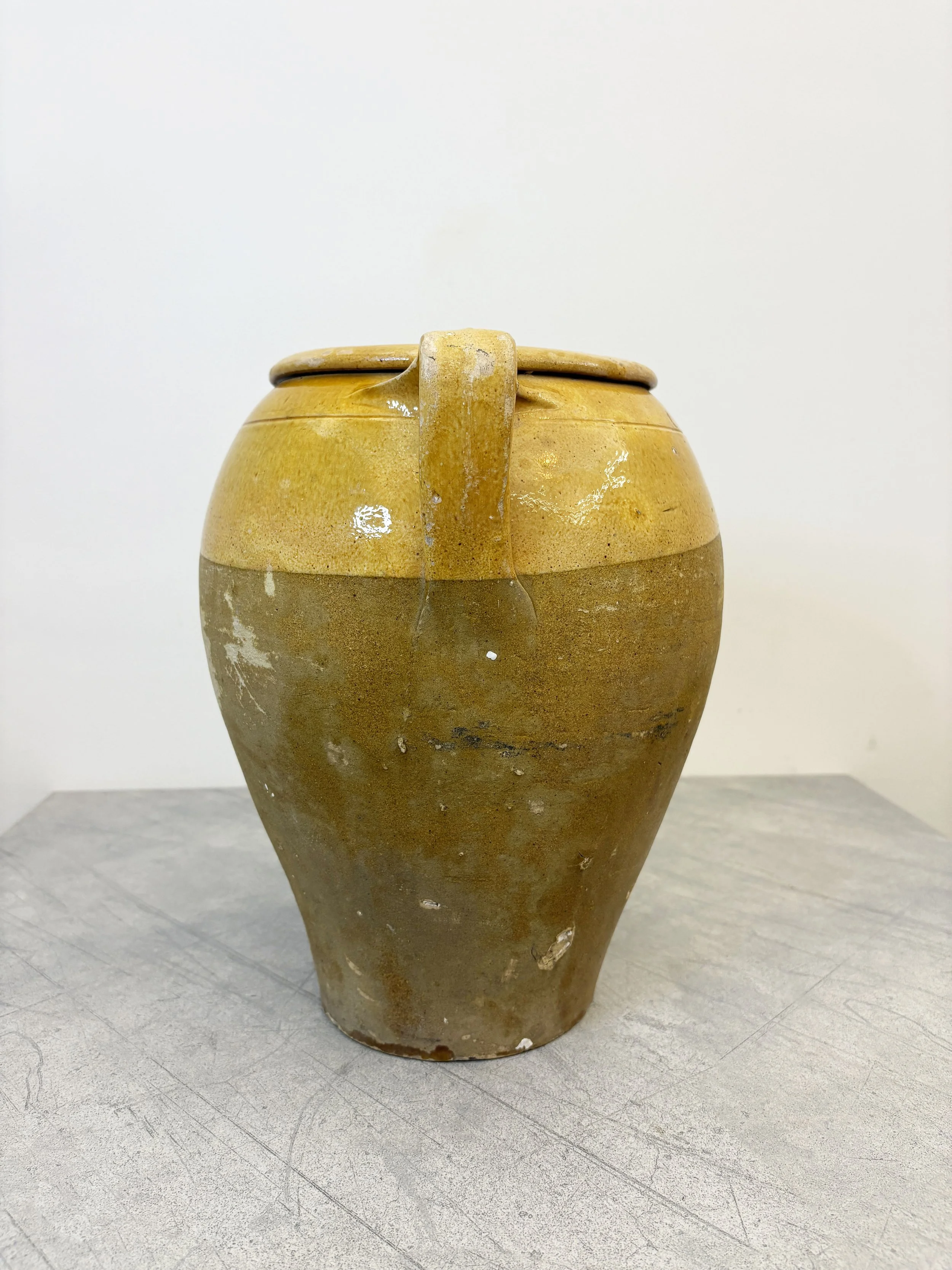 yellow glazed farmhouse vase Puglia