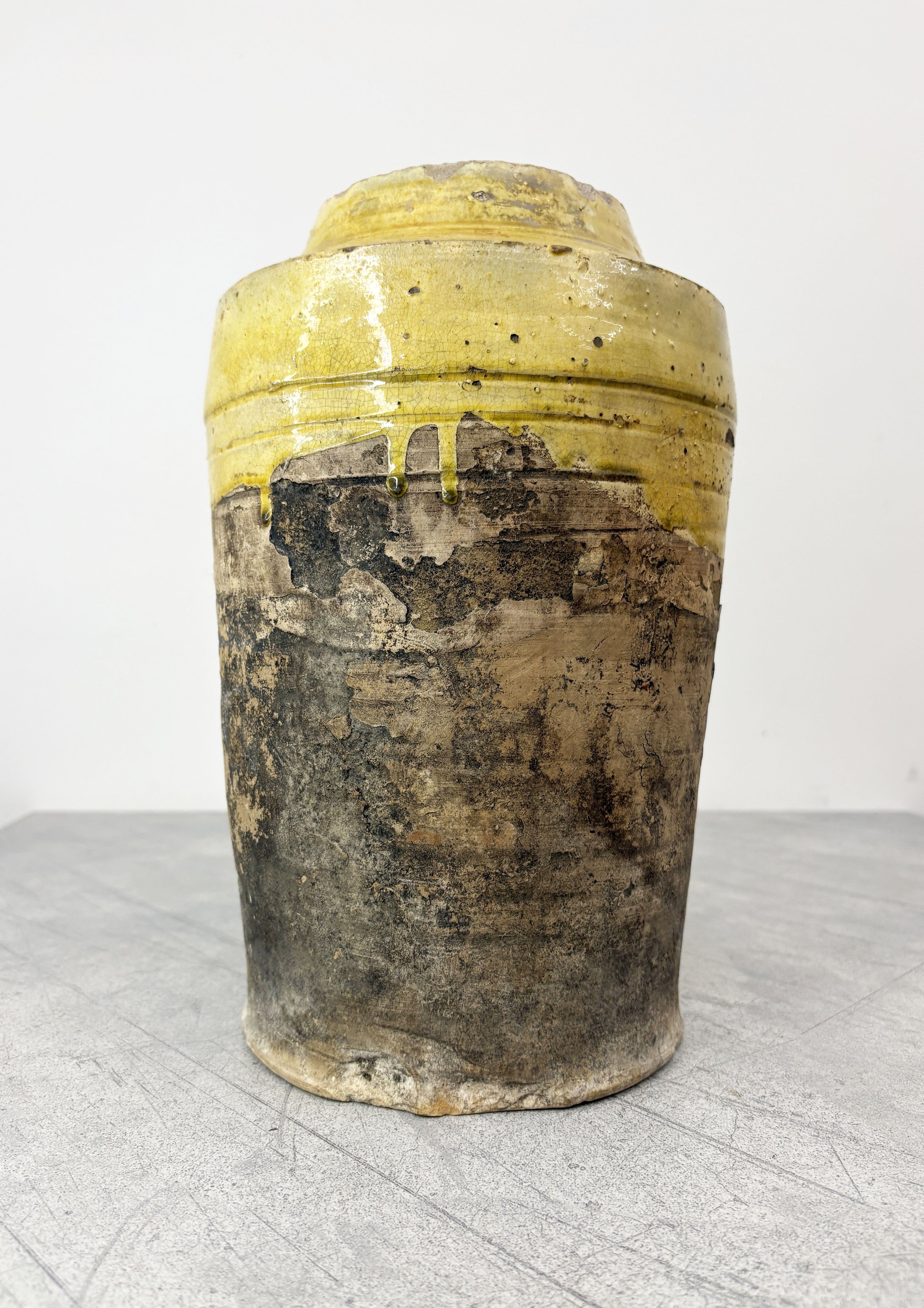 antique yellow drip glazed vase Puglia