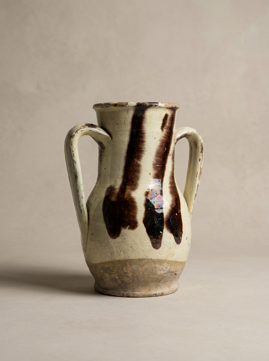vintage rustic vase with hand painted glaze