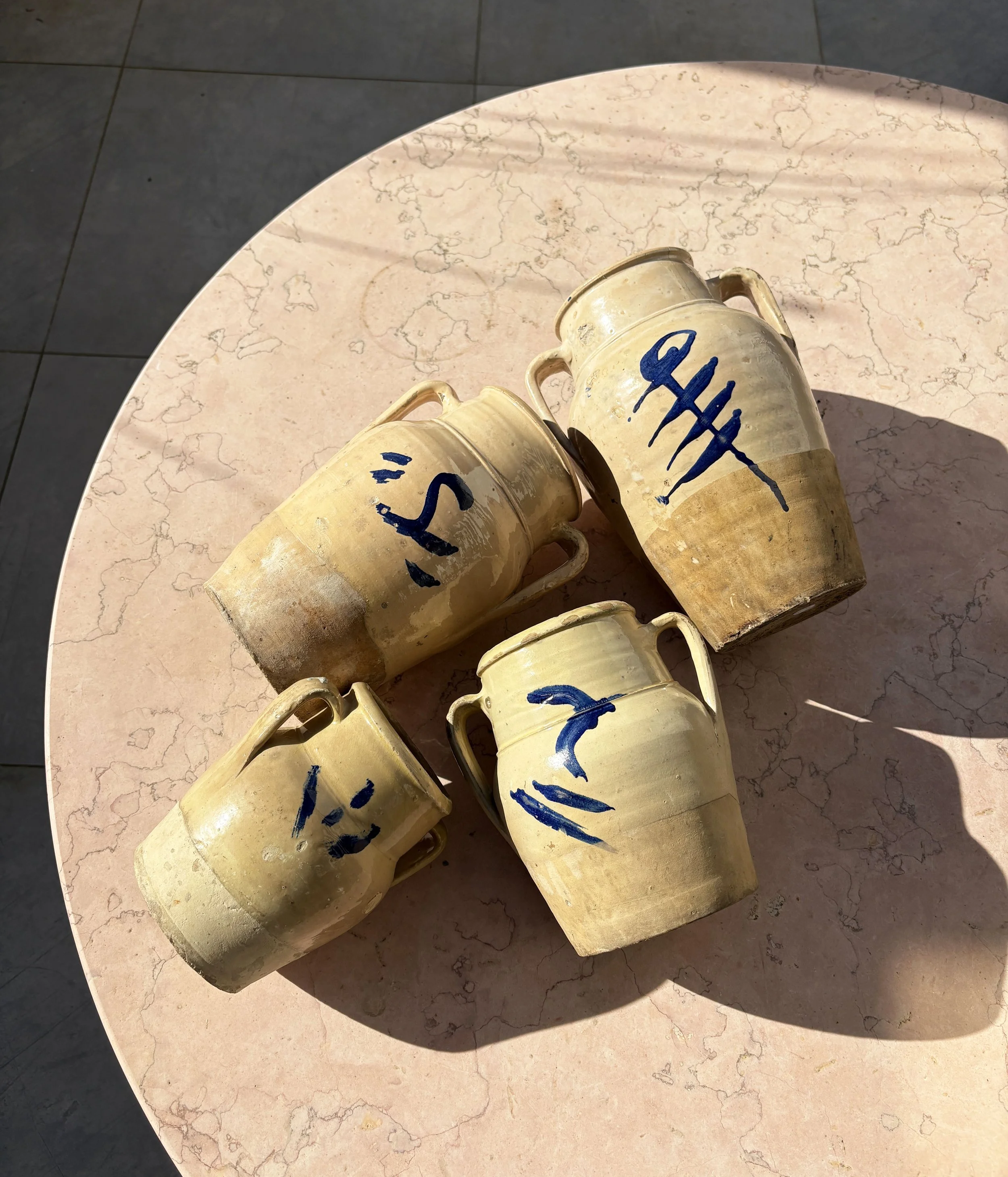 4 antique tree of life ceramic pots southern Italy