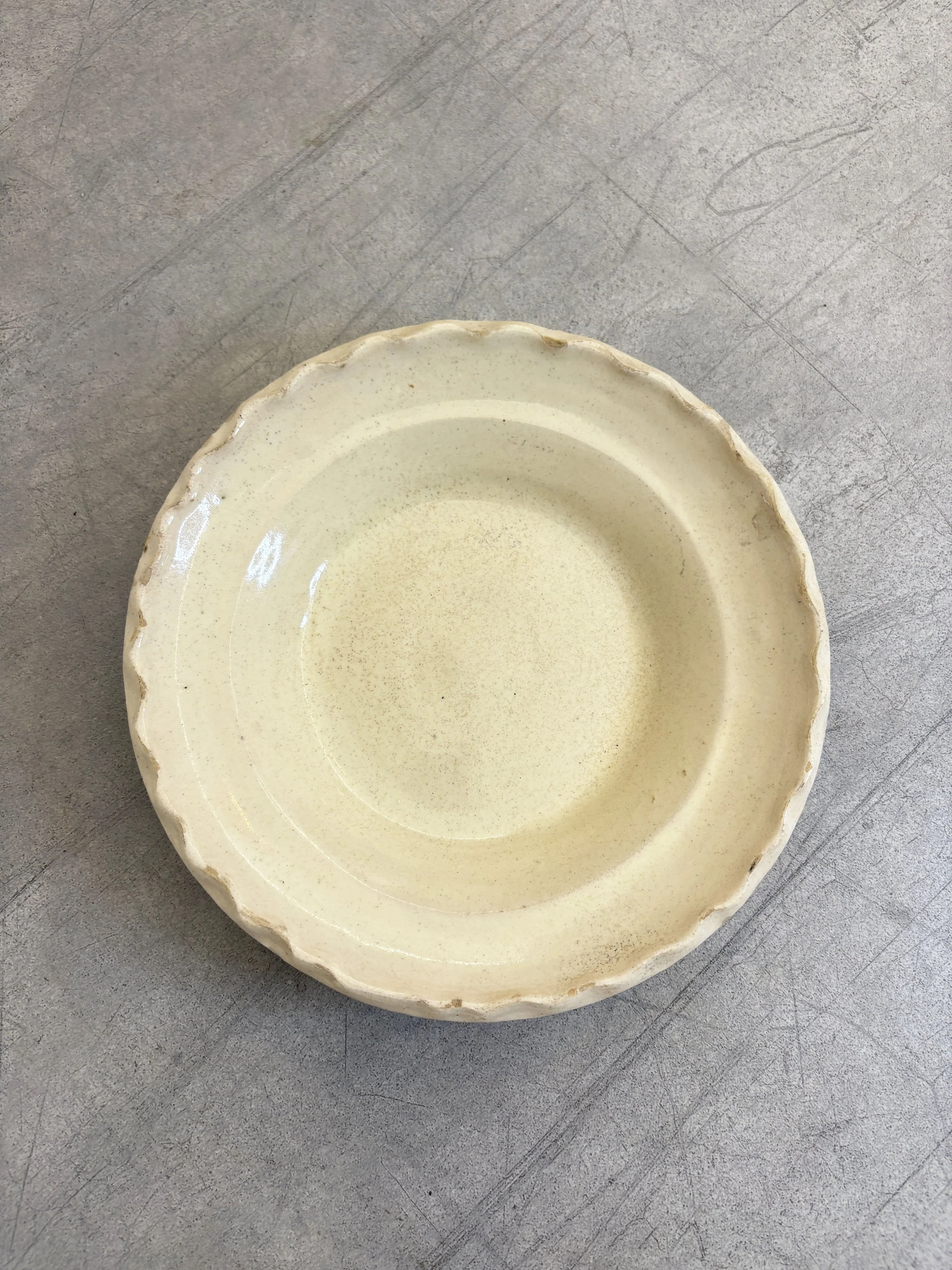 antique scalloped white plate Puglia