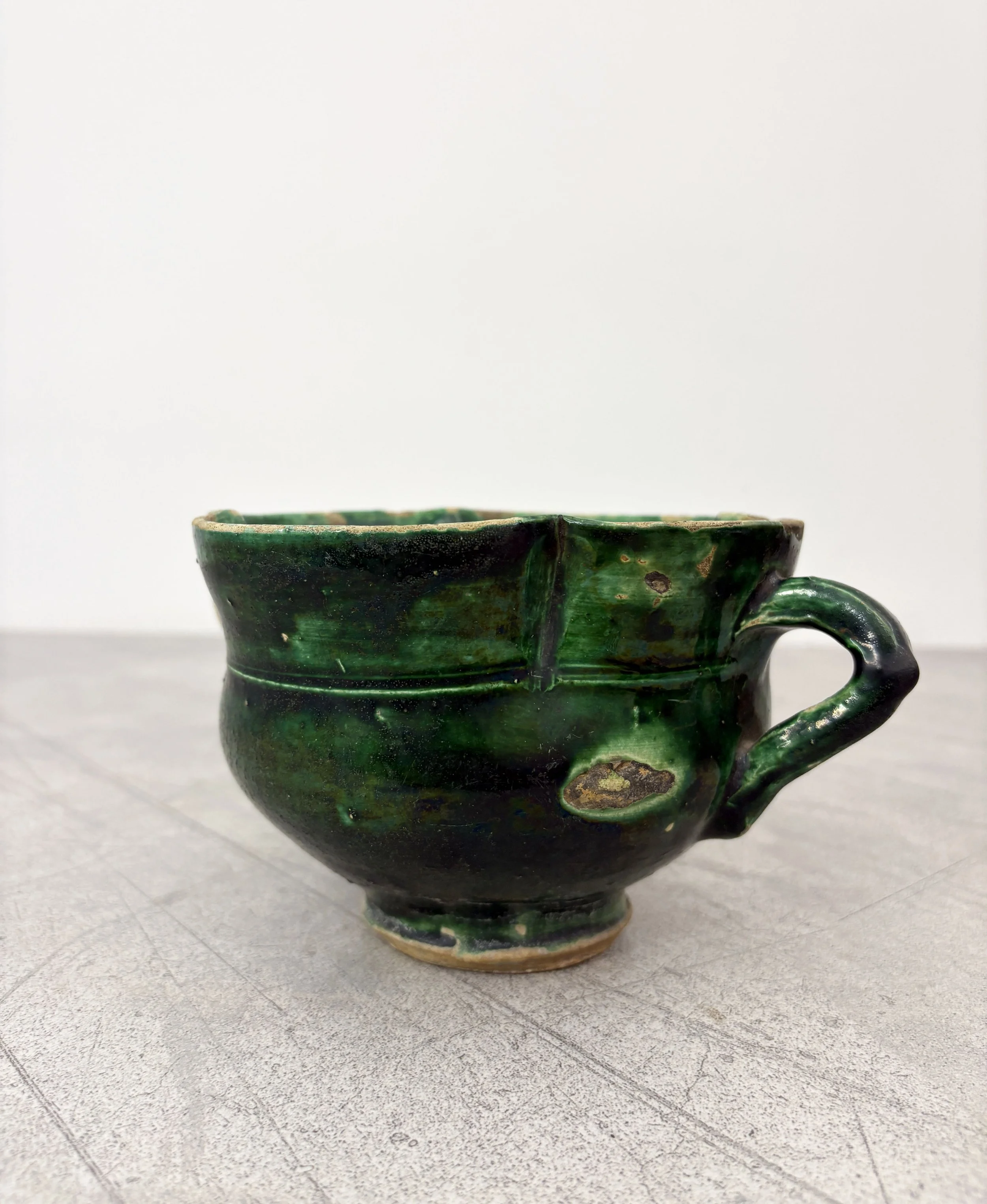 antique green glazed ceramic cup