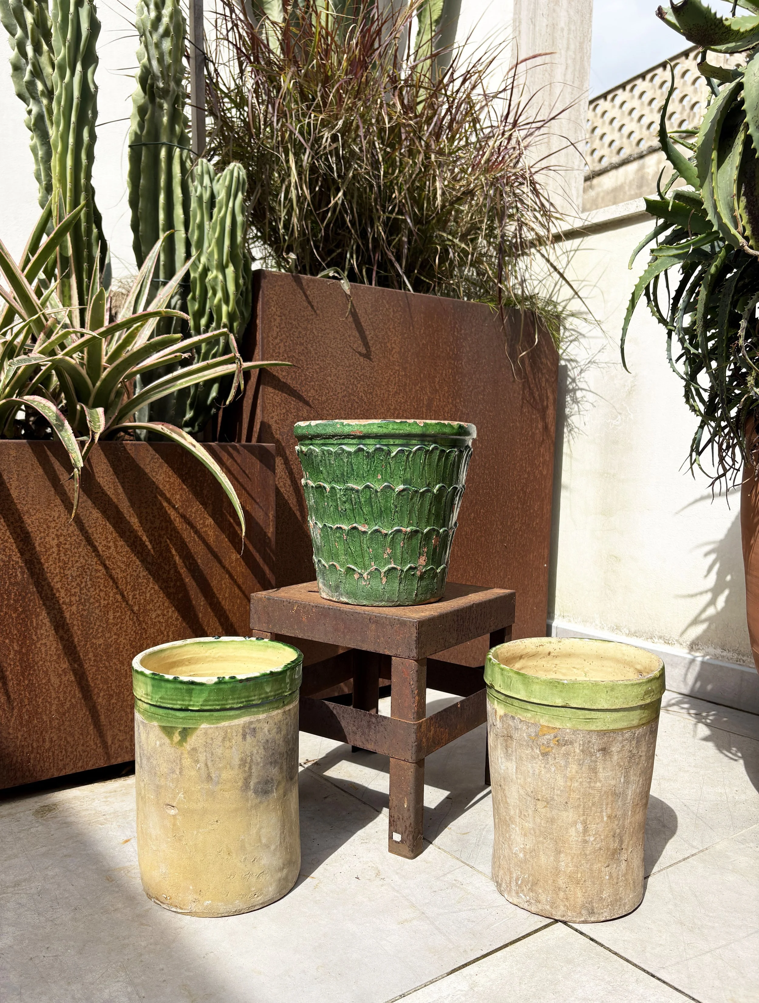 antique Italian ceramic garden pots