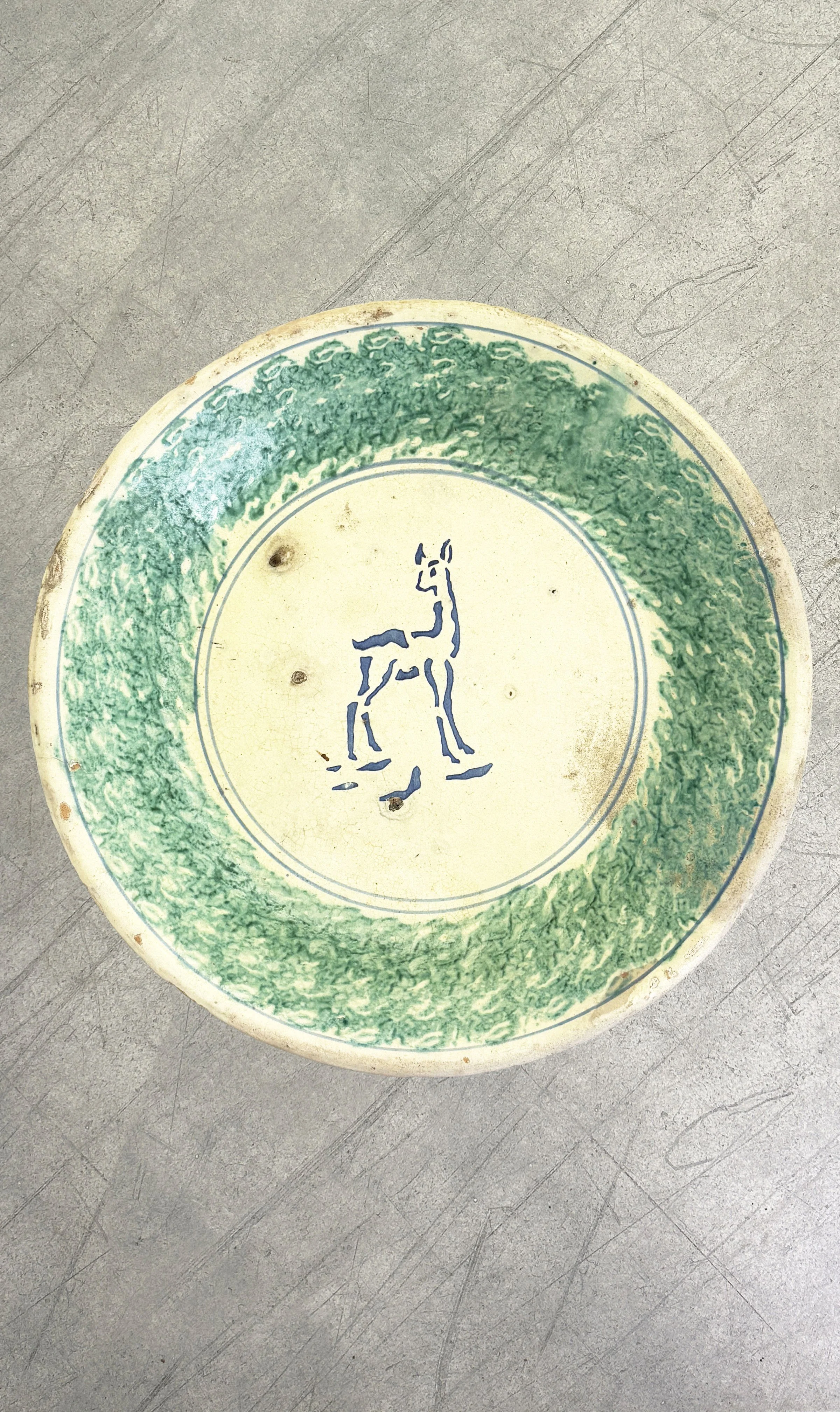 antique hand painted plate with deer