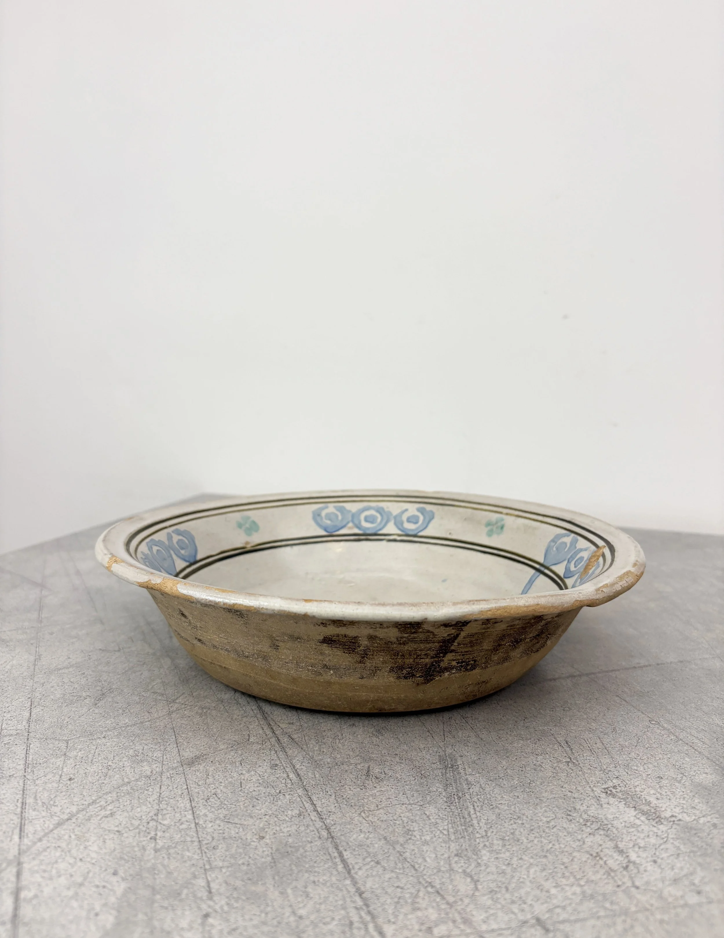 antique hand painted farmhouse bowl