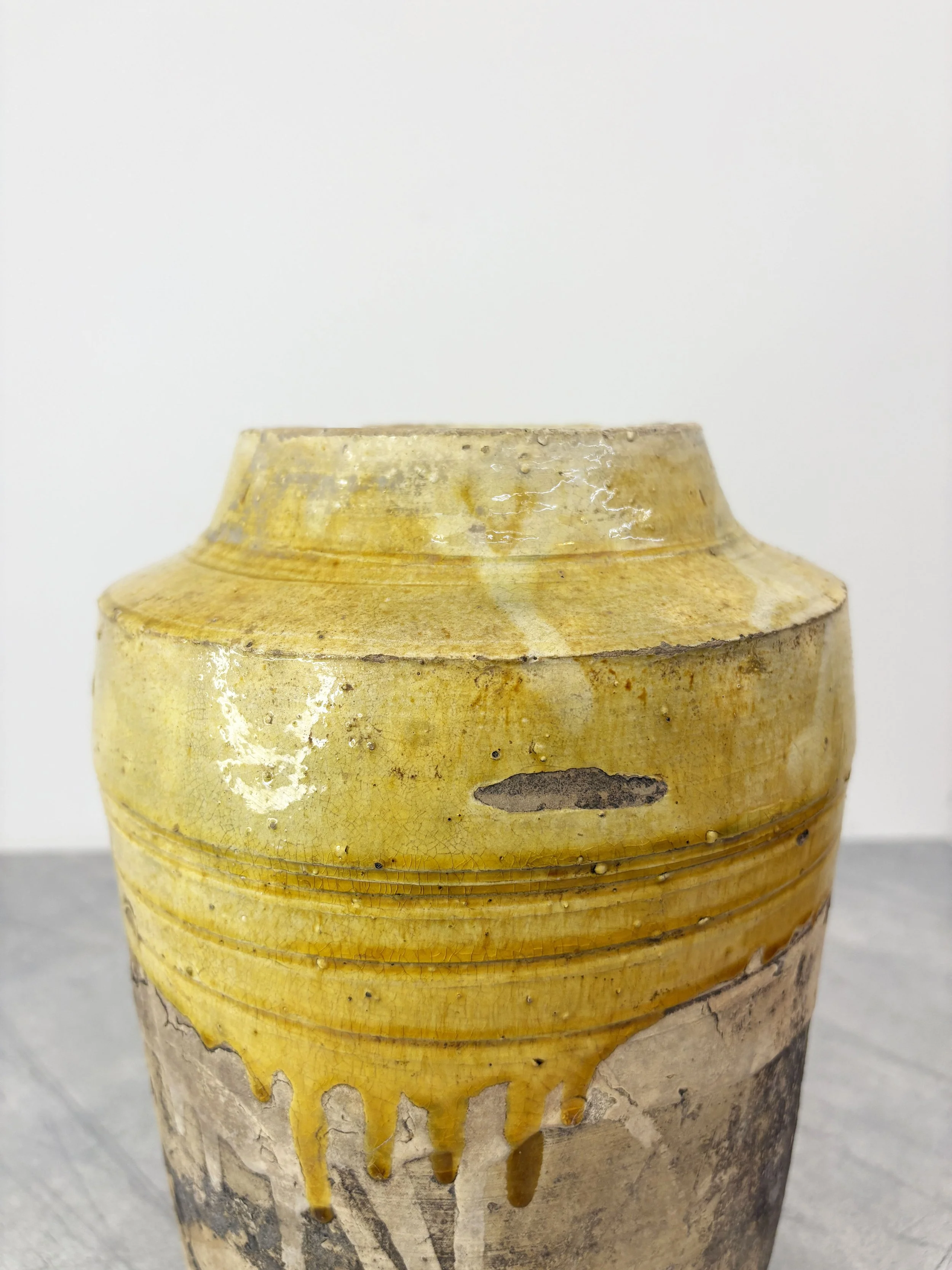 rustic yellow glazed vase Puglia