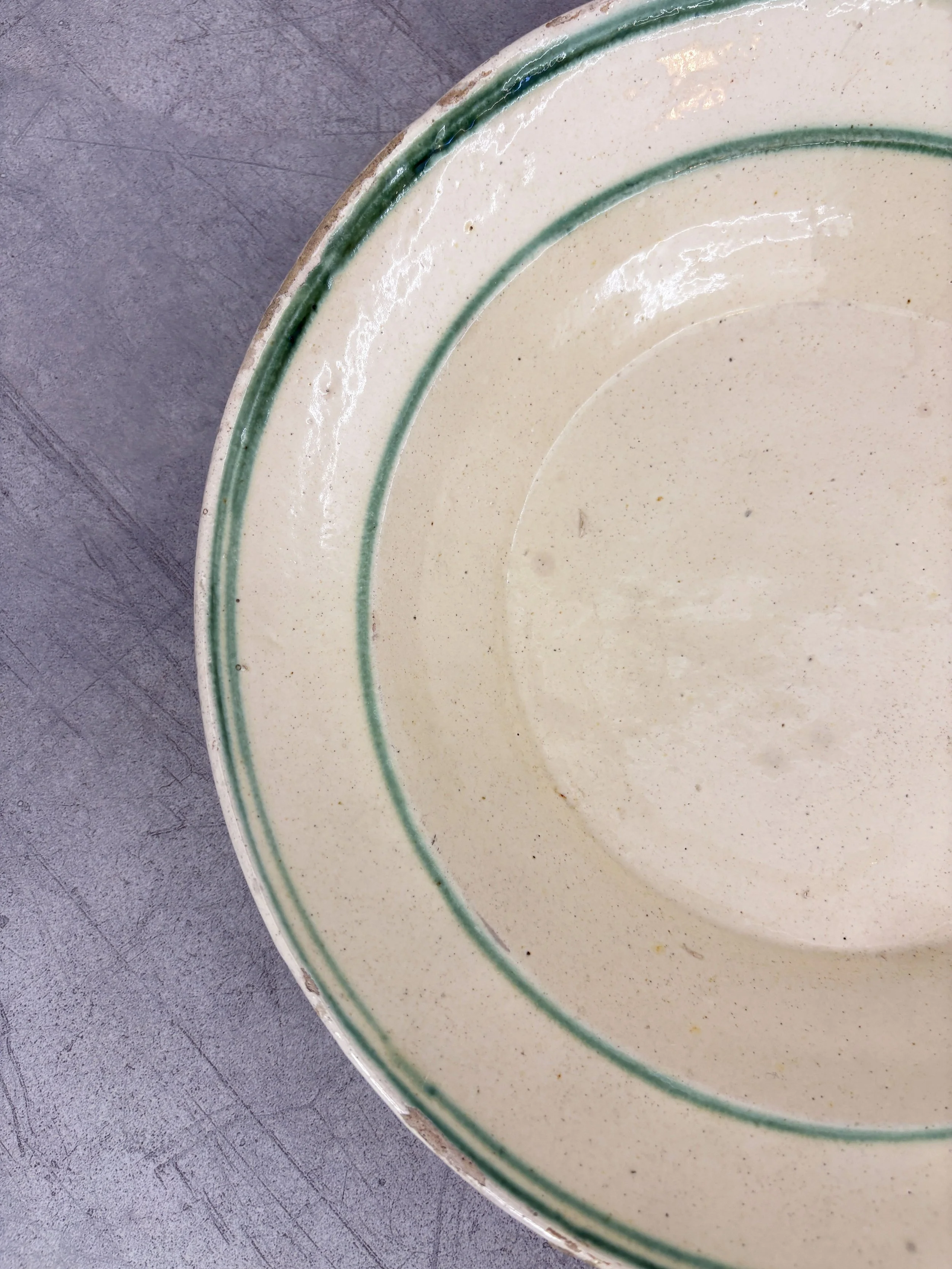 hand painted green stripe plate