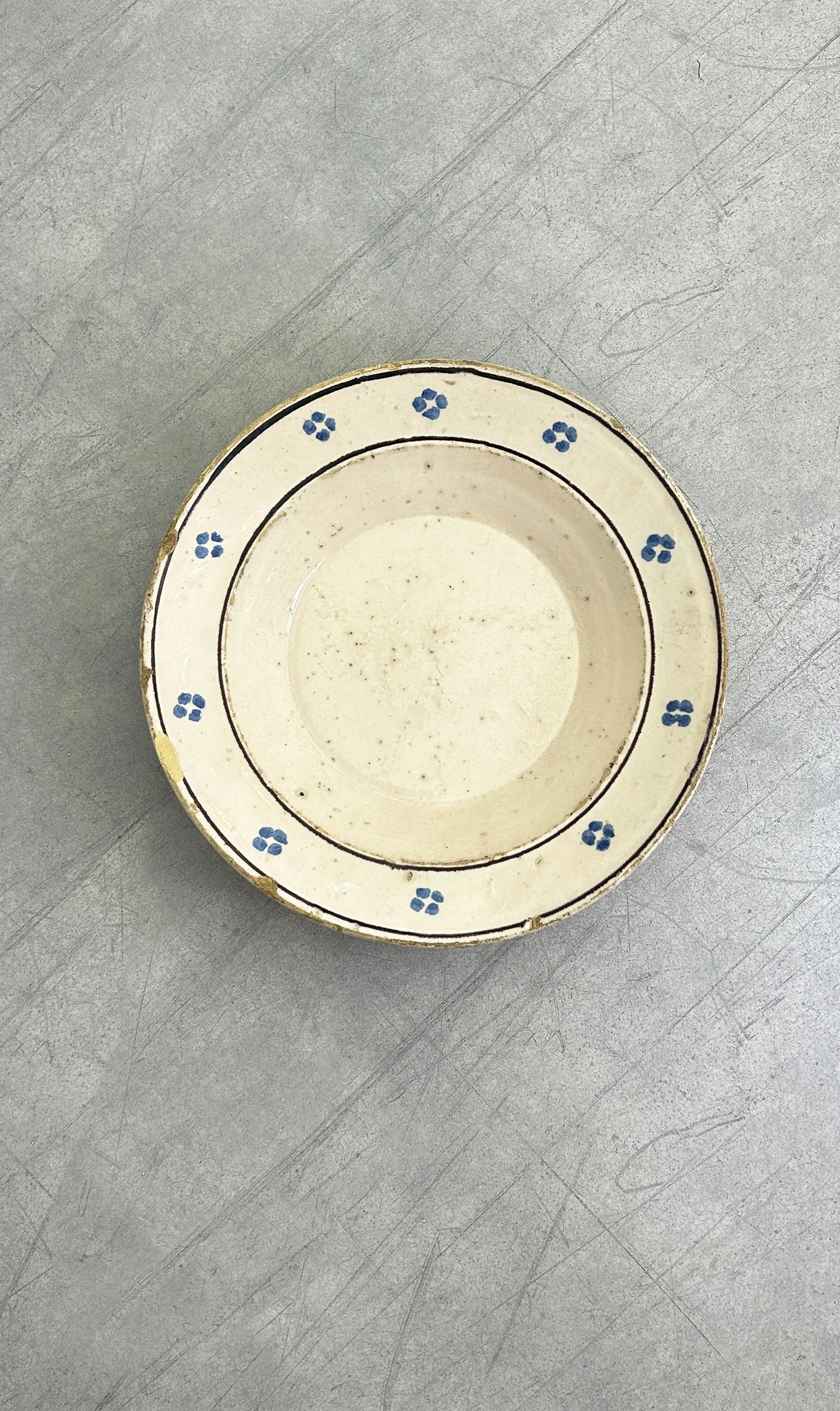 antique hand painted flower plate from Puglia