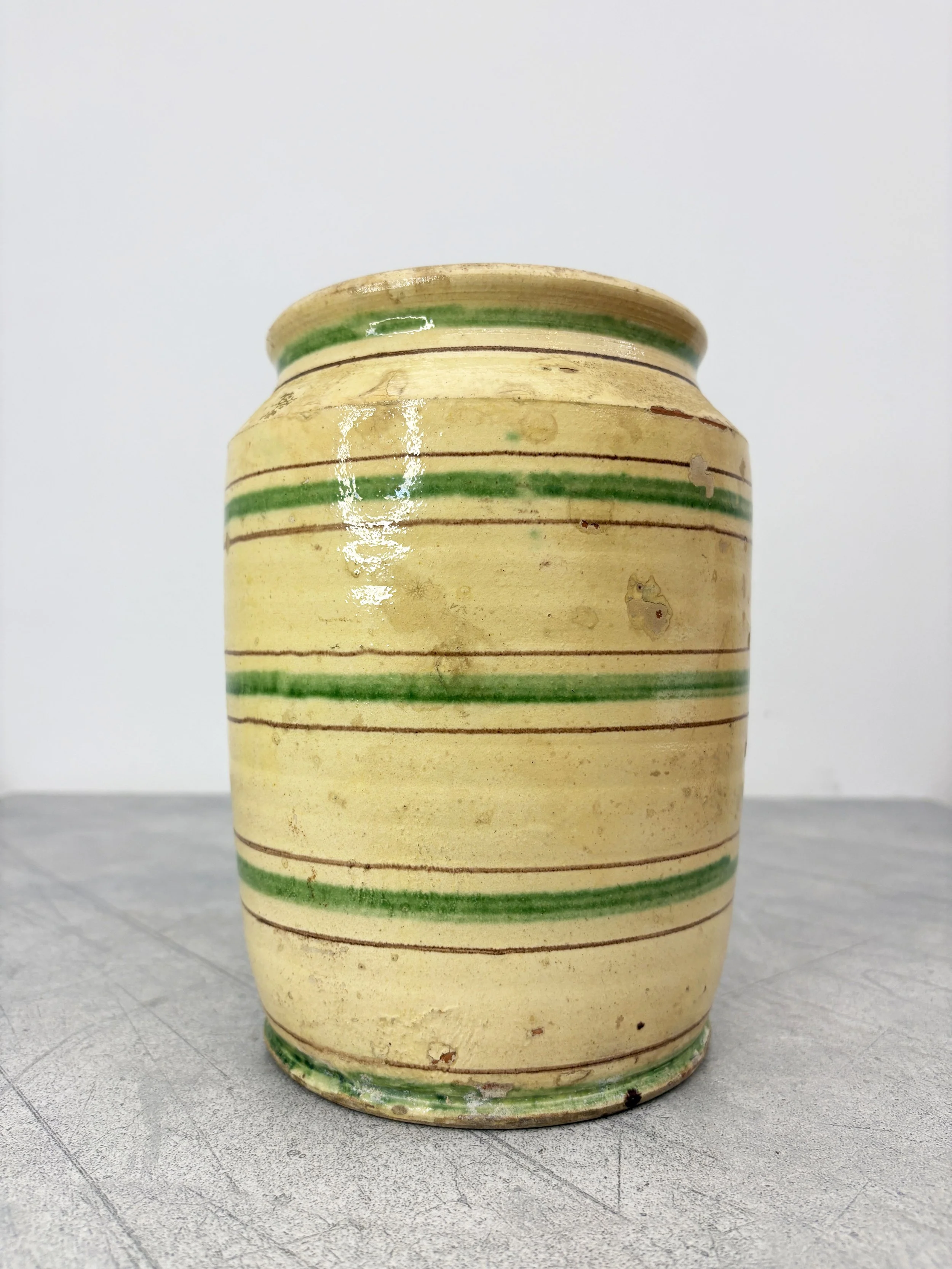 rustic green stripe pot Calabria