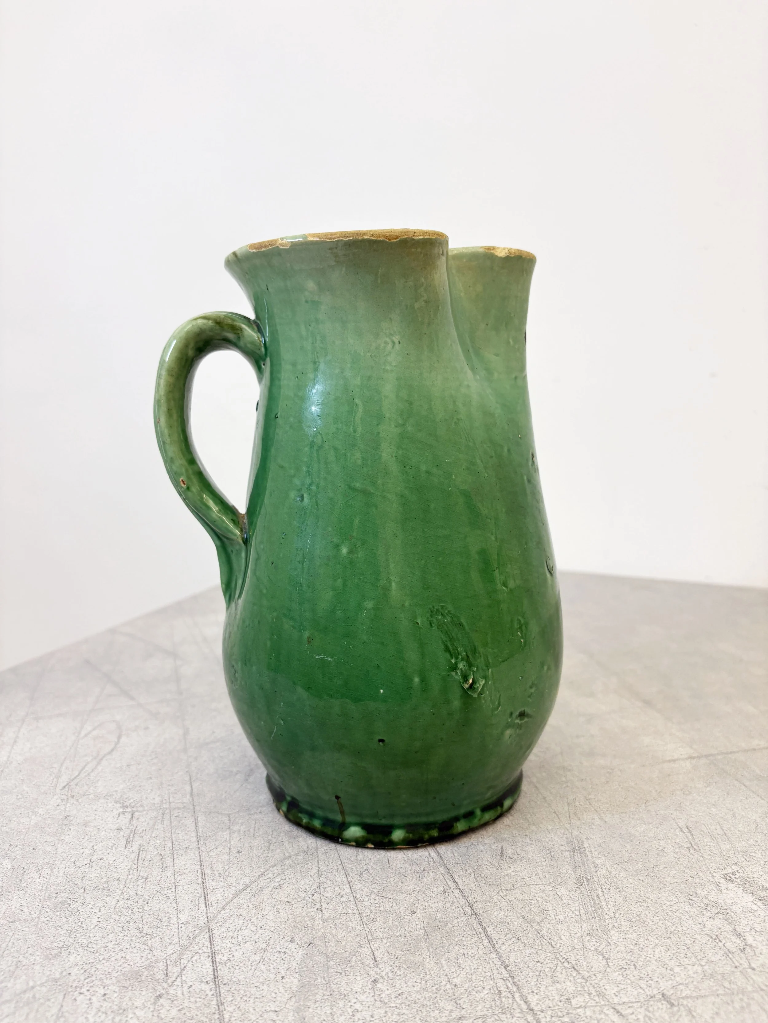 antique green farmhouse pitcher Puglia