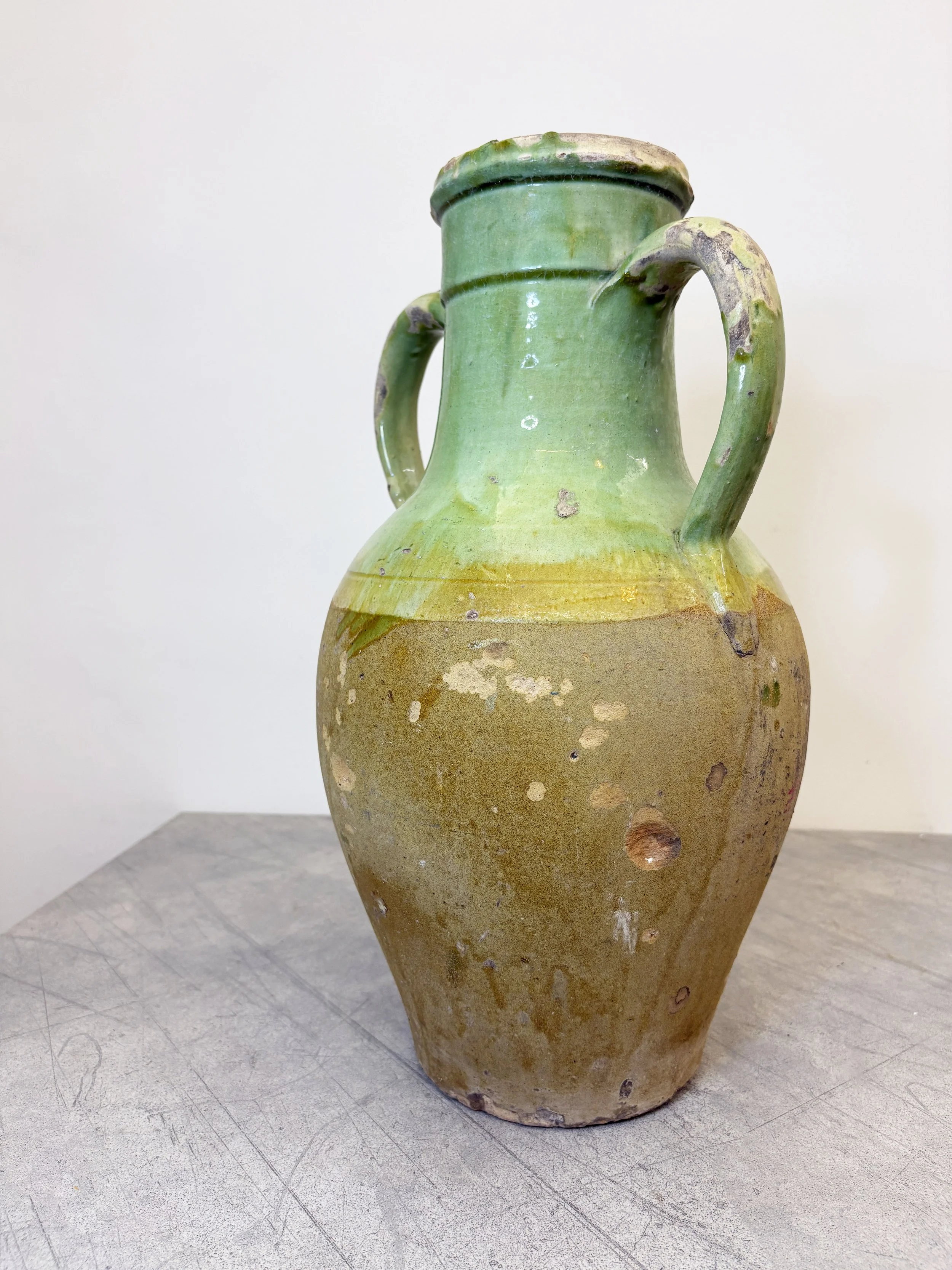 antique green farmhouse amphora