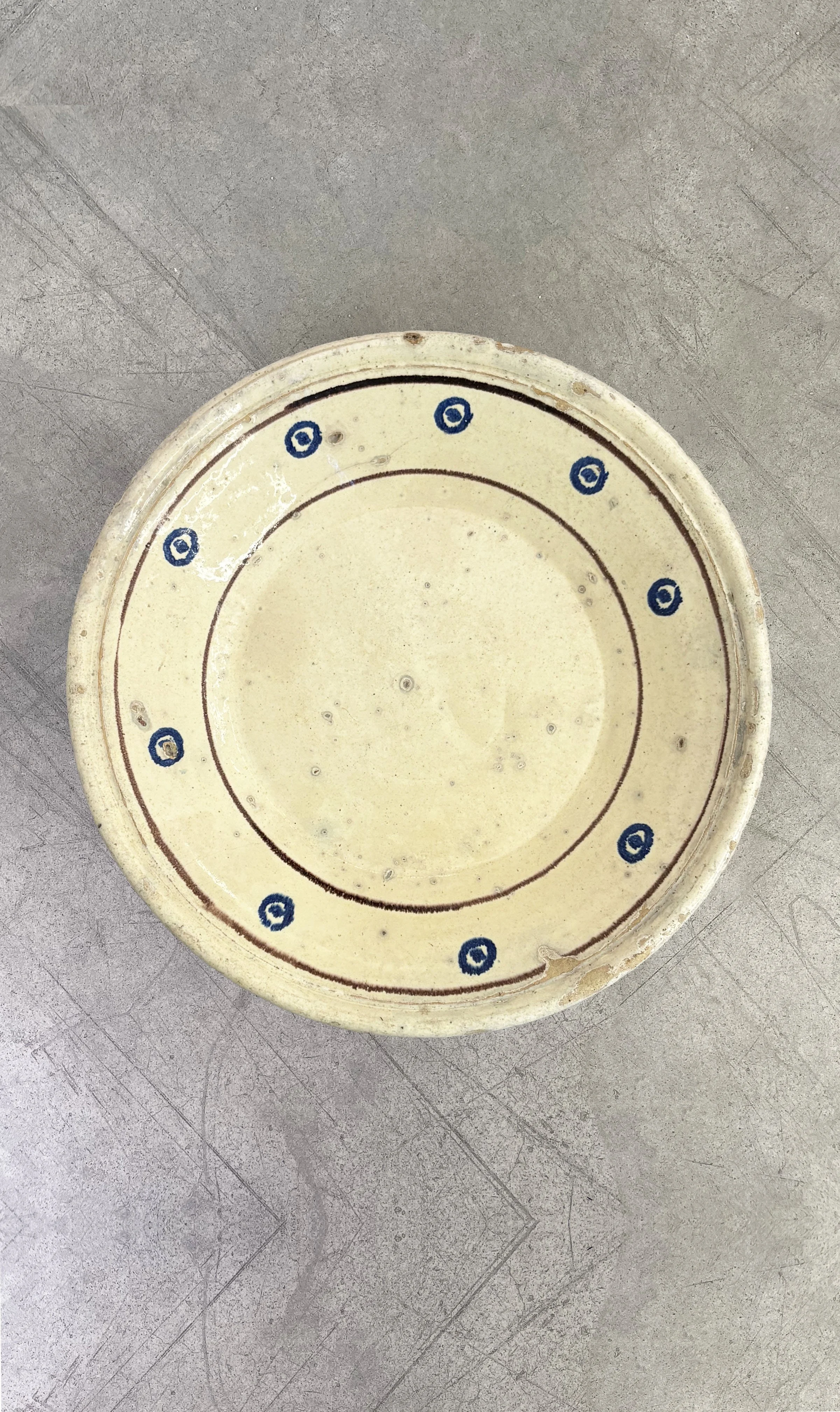 Large Antique Hand Painted 'Evil Eye' Plate