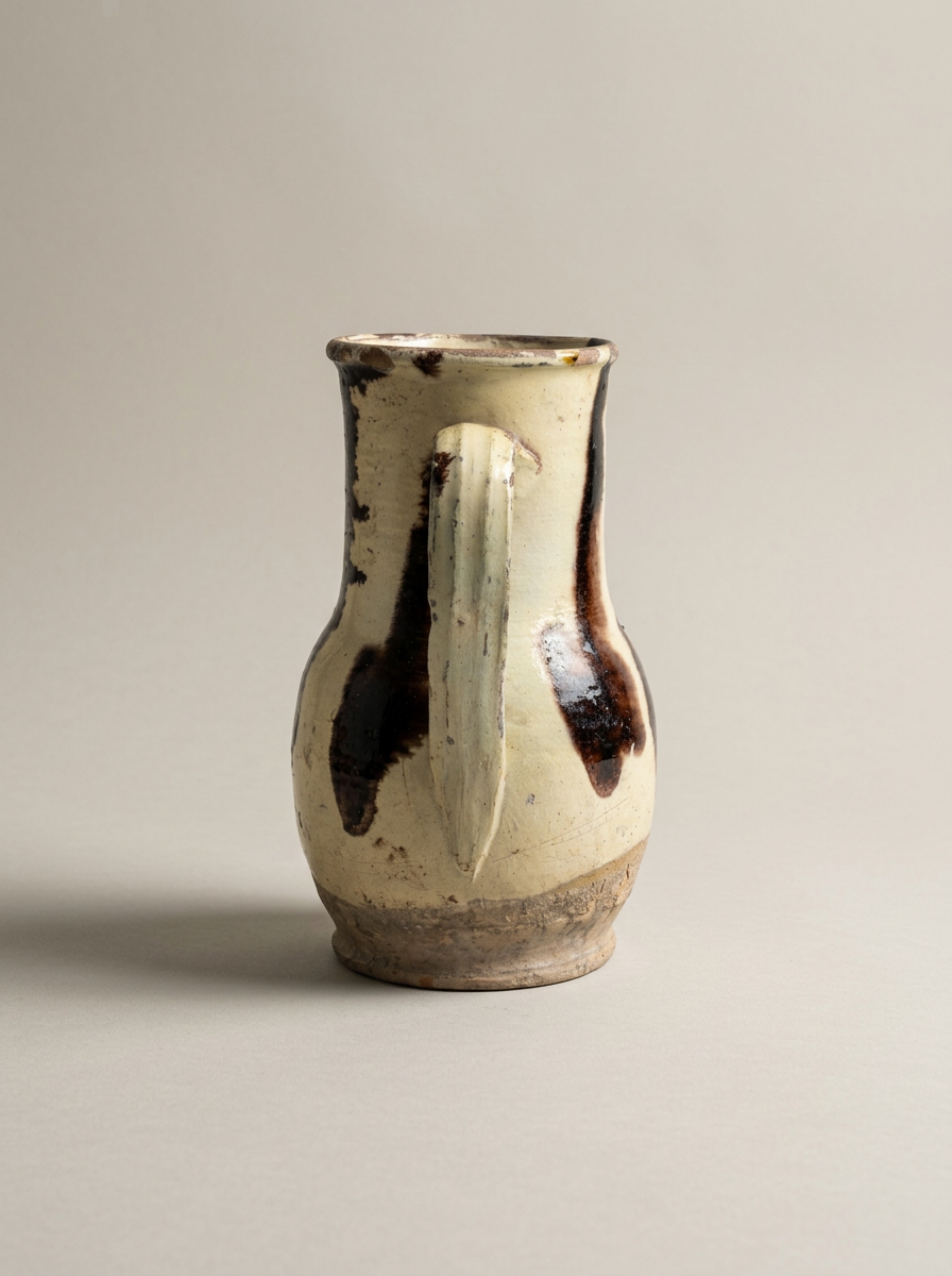 southern Italian vase with handles and brown stripes